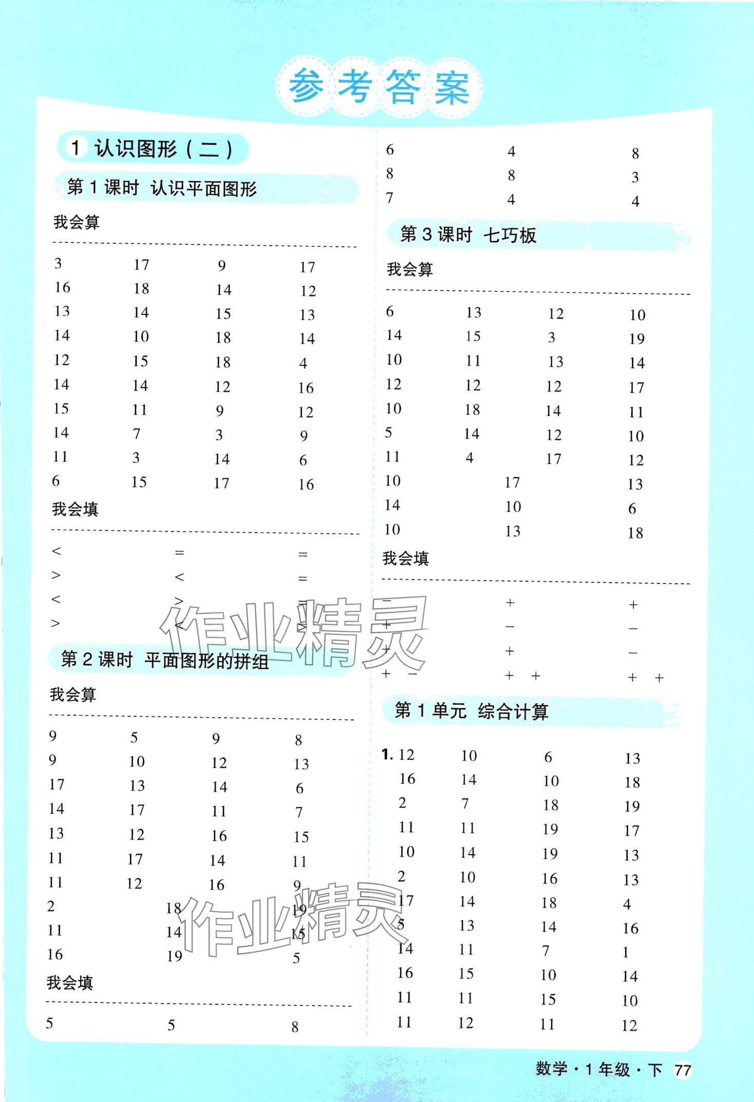 2024年口算天天练天津人民出版社一年级数学下册人教版 第1页
