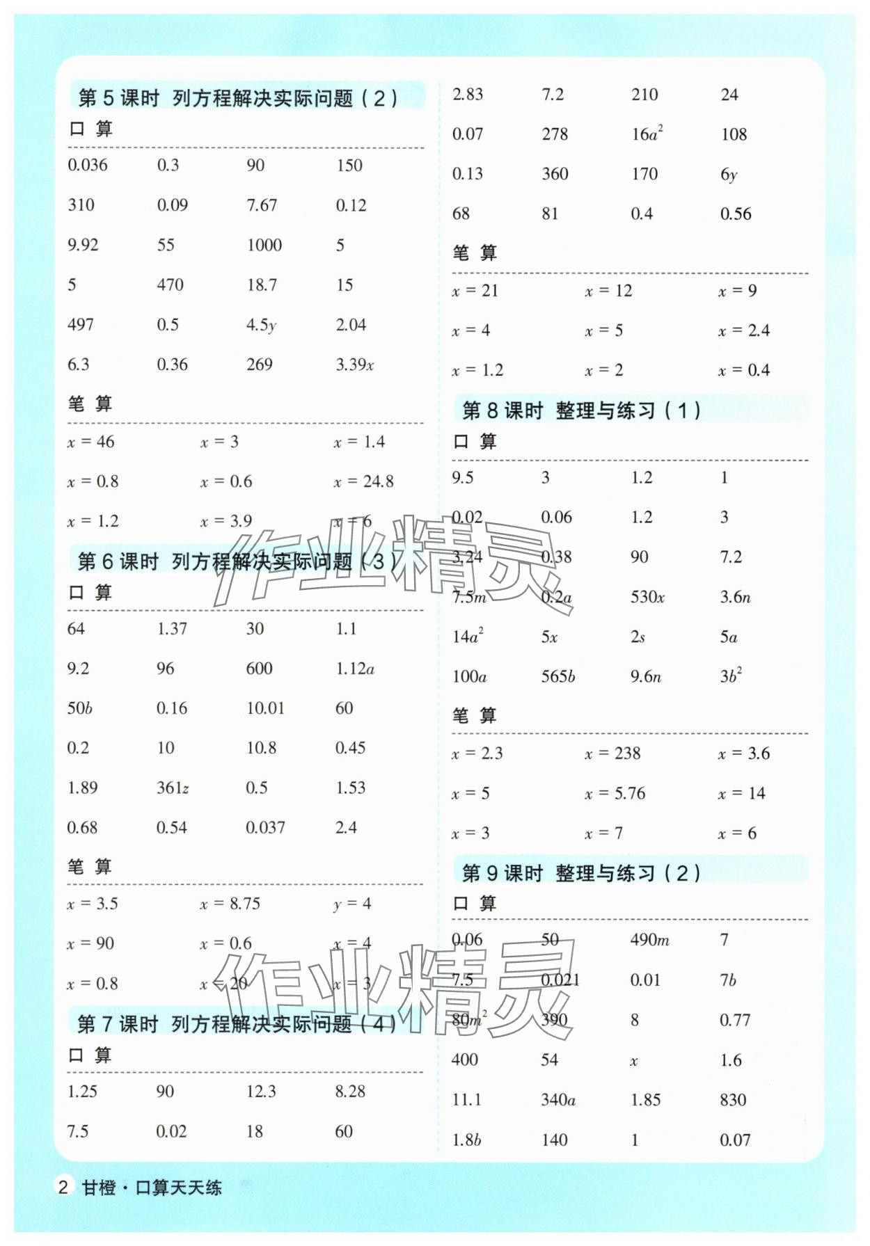 2025年優翼口算天天練五年級數學下冊蘇教版 第2頁