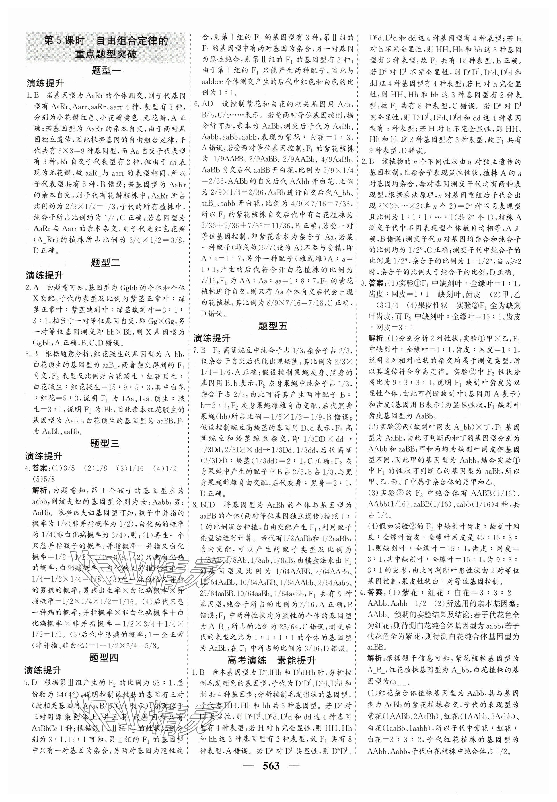 2025年優化探究高考總復習高中生物全一冊人教版 參考答案第23頁