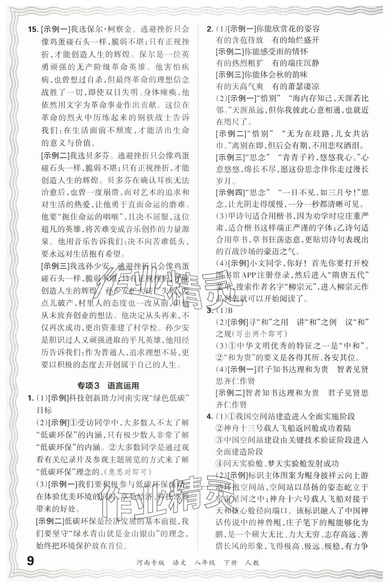 2024年王朝霞各地期末試卷精選八年級(jí)語(yǔ)文下冊(cè)人教版河南專(zhuān)版 參考答案第9頁(yè)