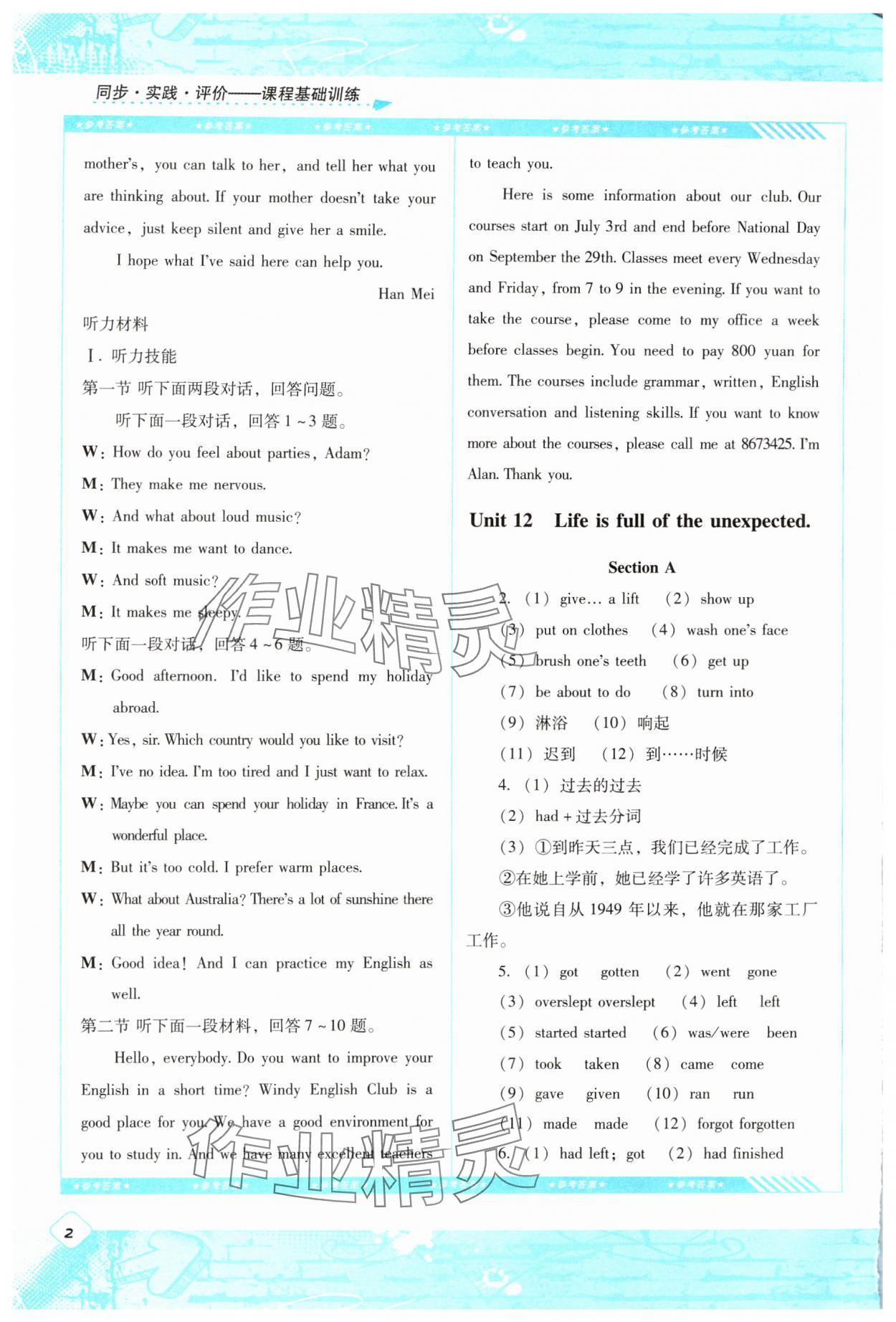 2025年同步实践评价课程基础训练湖南少年儿童出版社九年级英语下册人教版 第2页