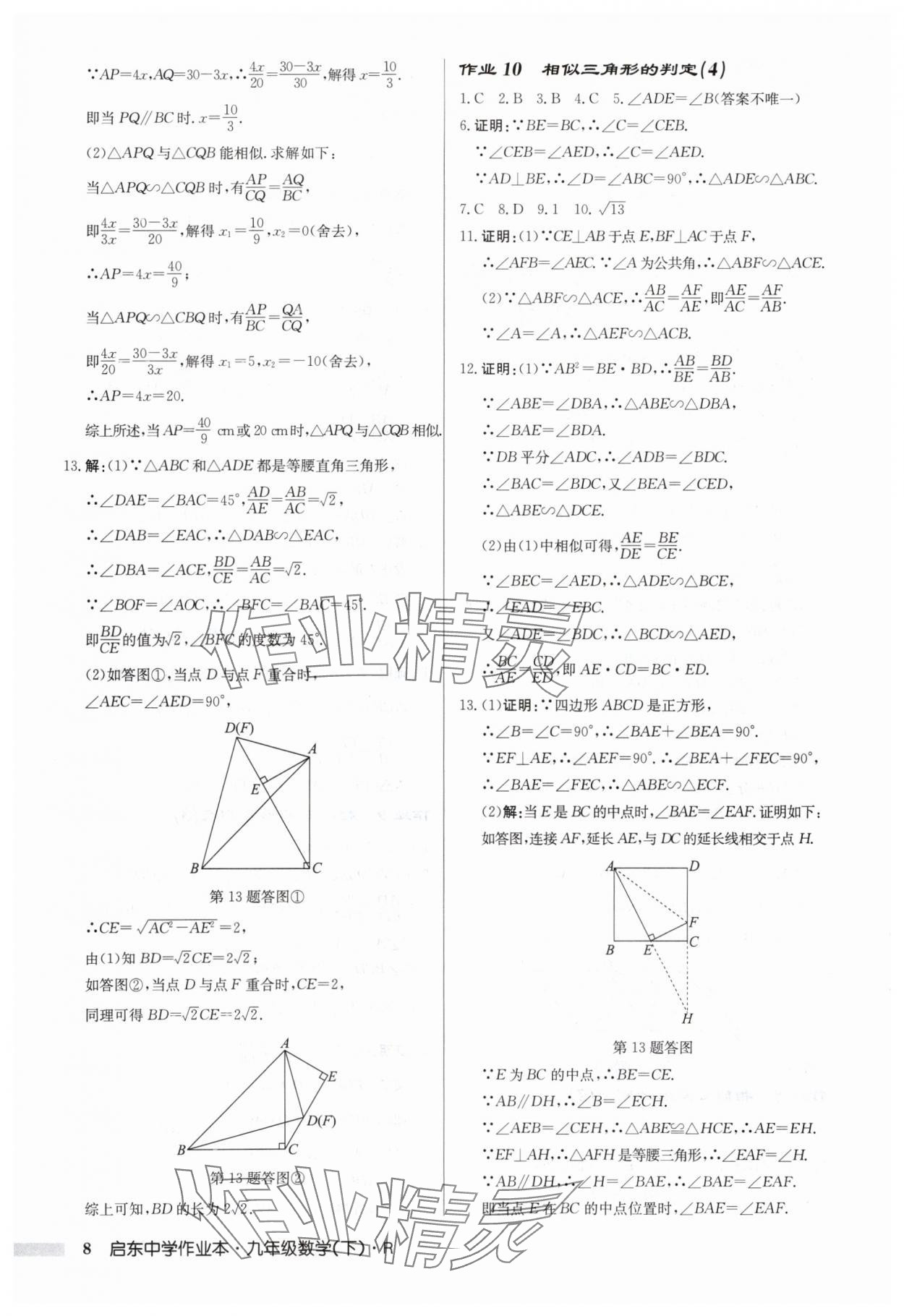 2024年啟東中學(xué)作業(yè)本九年級(jí)數(shù)學(xué)下冊(cè)人教版 第8頁(yè)