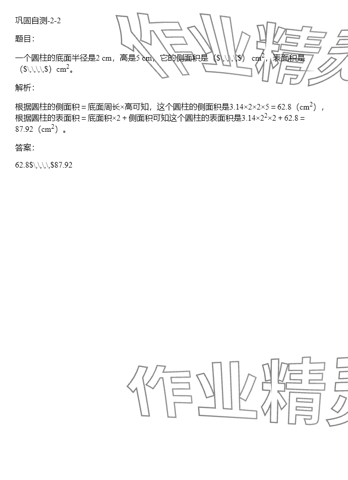 2024年同步实践评价课程基础训练六年级数学下册人教版 参考答案第79页