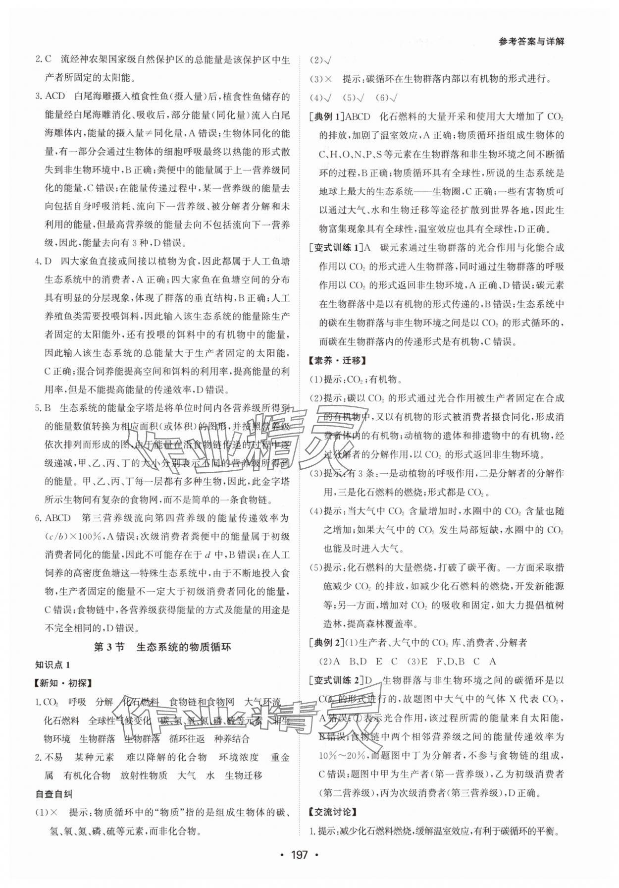 2024年系統(tǒng)集成新課程同步導學練測高中生物選擇性必修2人教版 參考答案第11頁