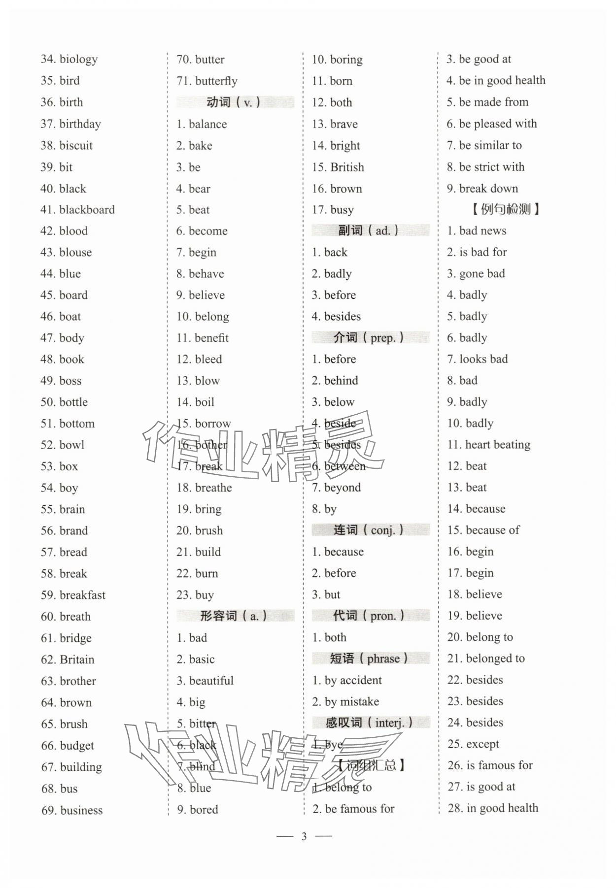 2025年天下中考核心詞匯手冊英語武漢專版 參考答案第3頁