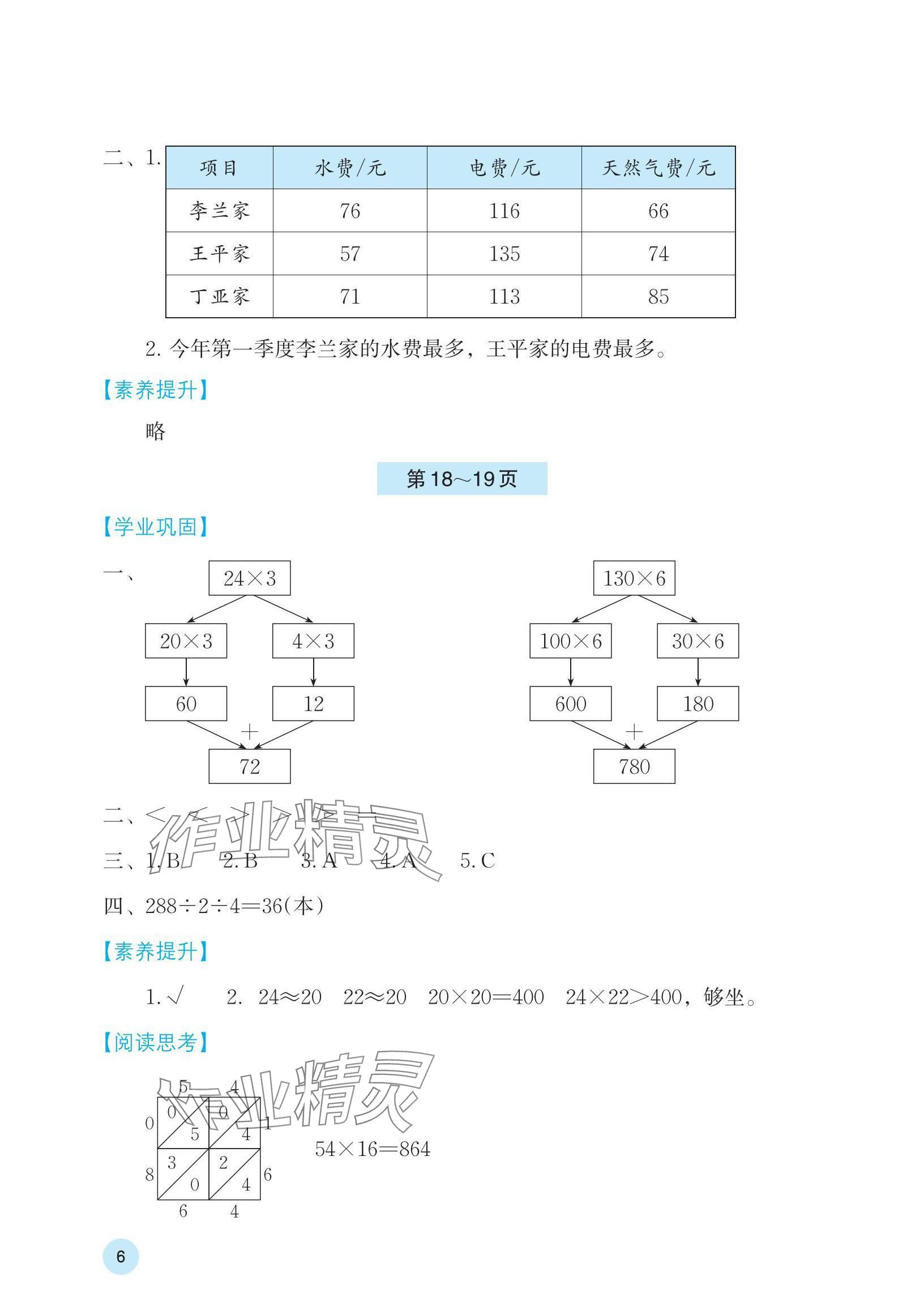 2024年暑假基礎性作業(yè)三年級數(shù)學人教版 參考答案第6頁