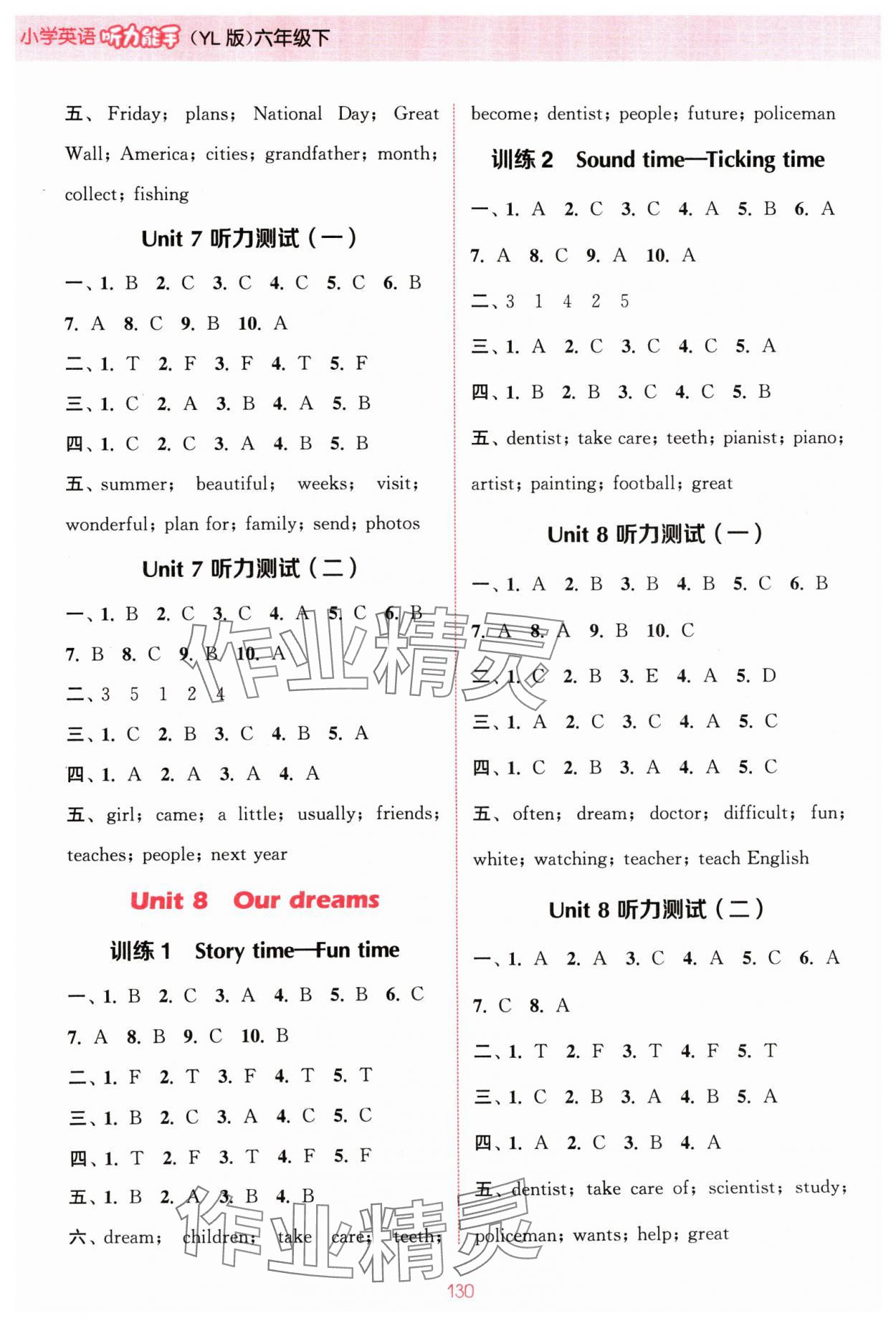 2024年通城学典小学英语听力能手六年级下册译林版 参考答案第6页
