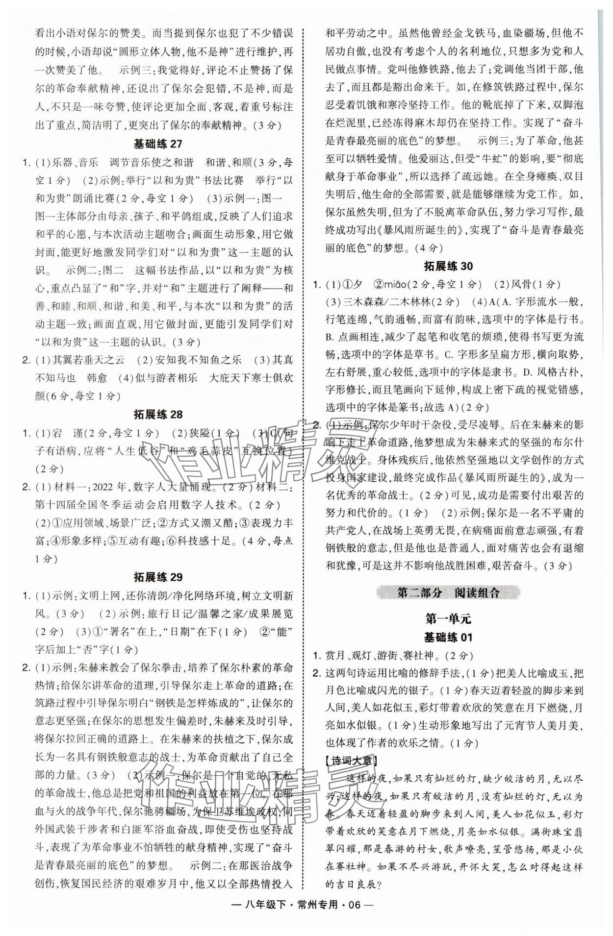 2024年學(xué)霸組合訓(xùn)練八年級語文下冊人教版常州專版 第6頁
