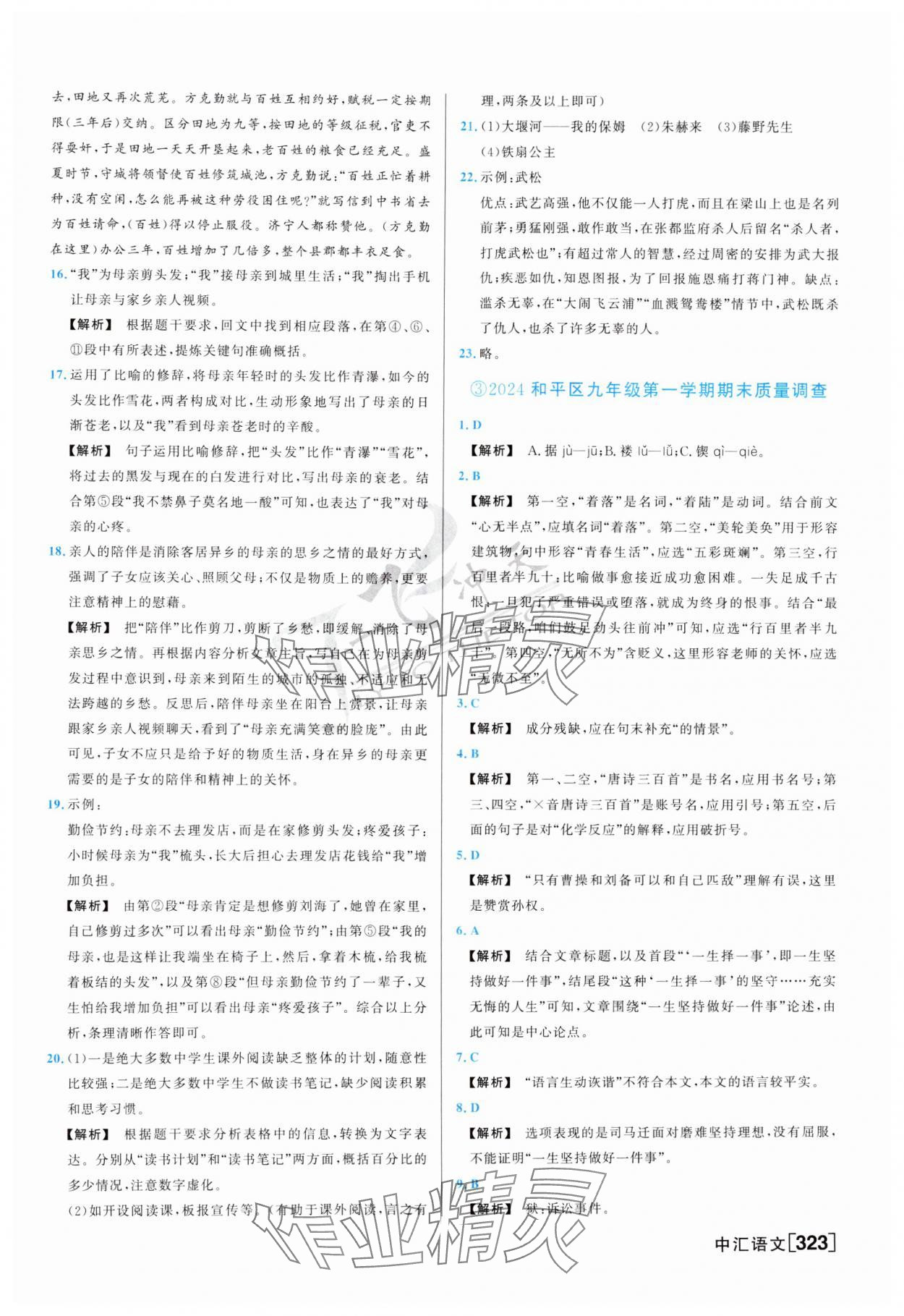 2025年一飛沖天中考模擬試題匯編語文 參考答案第3頁