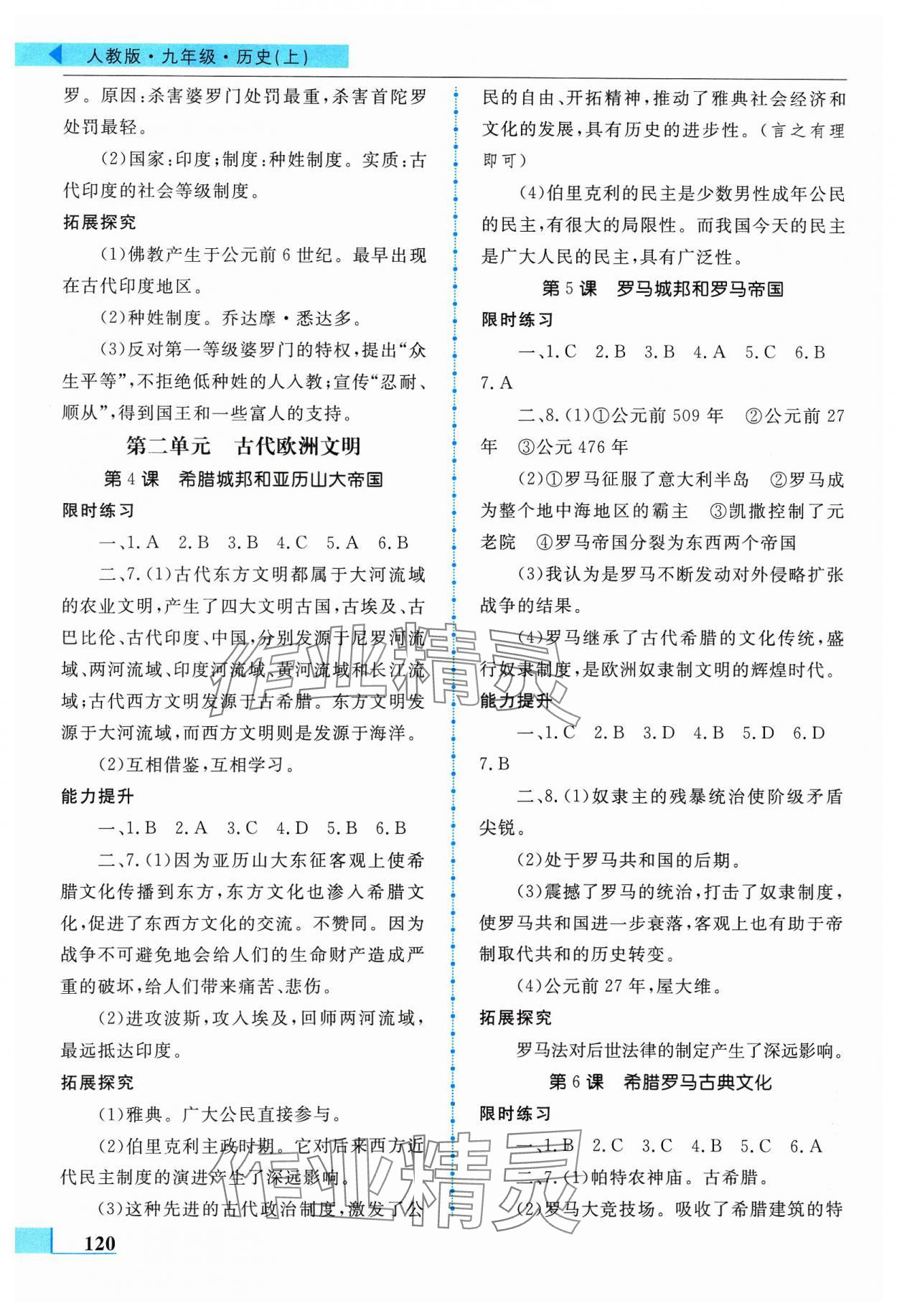 2023年名师点拨配套练习课时作业九年级历史上册人教版 第2页