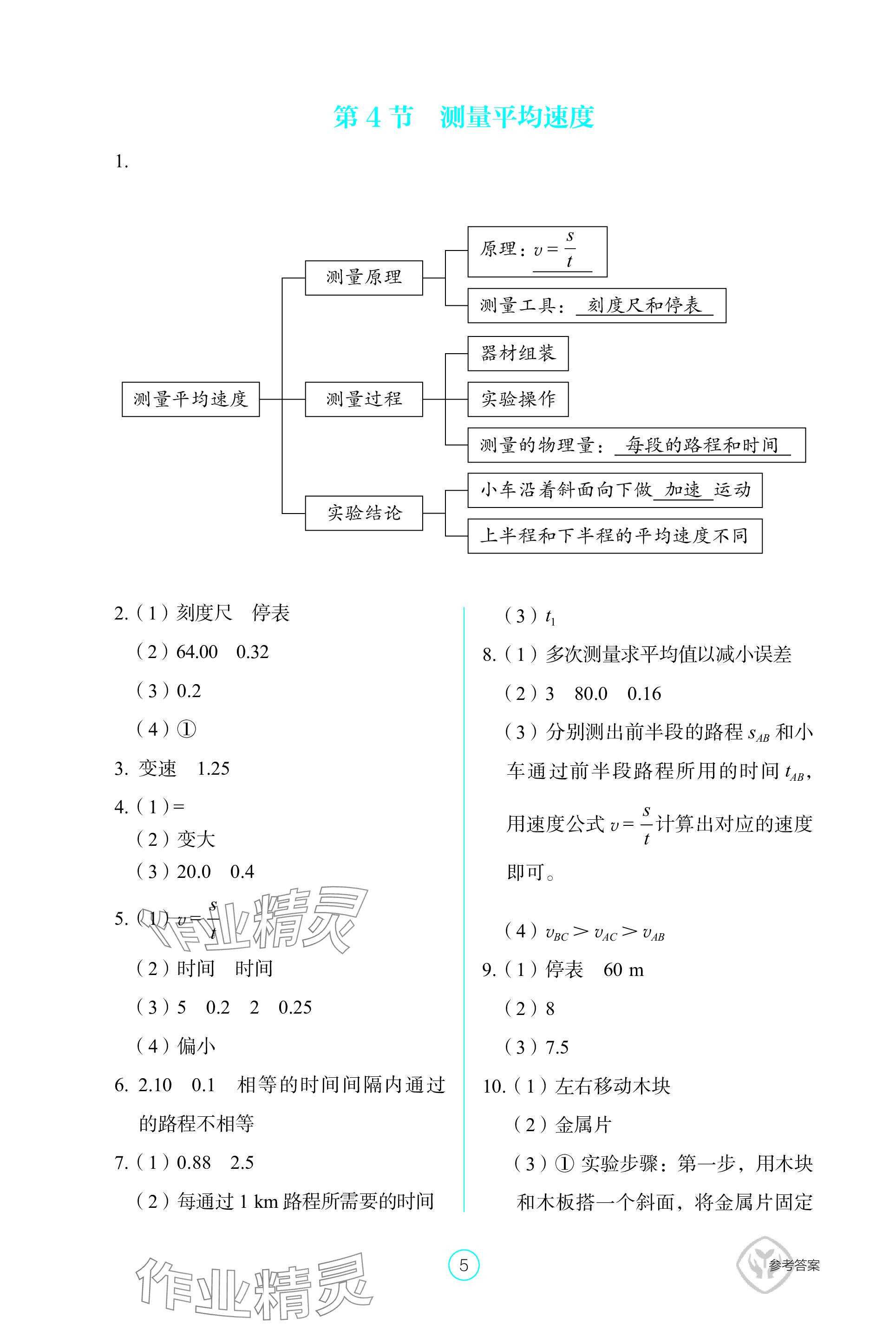 2023年學(xué)生基礎(chǔ)性作業(yè)八年級(jí)物理上冊(cè)人教版 參考答案第5頁