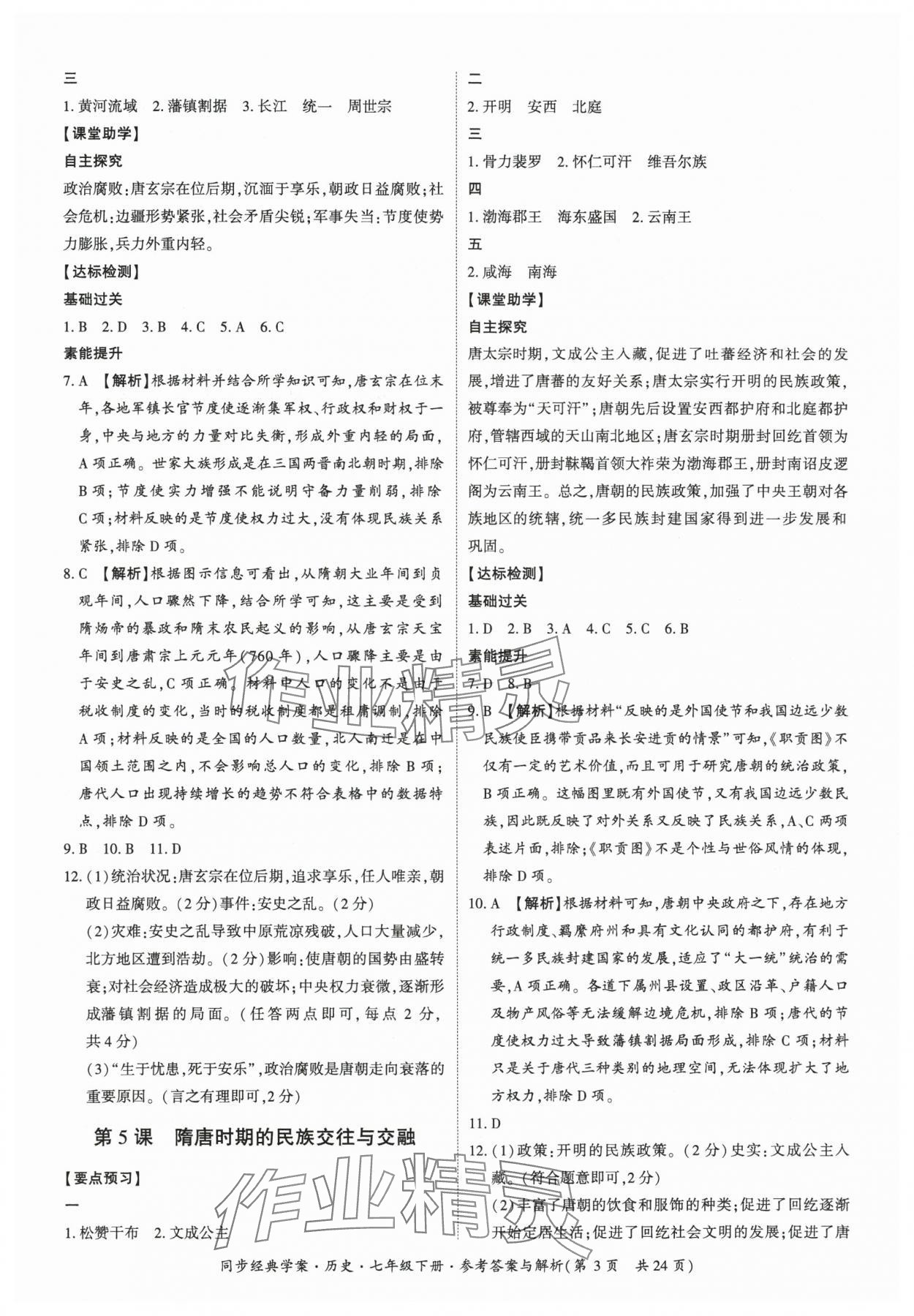 2025年同步經(jīng)典學(xué)案七年級歷史下冊人教版 第3頁