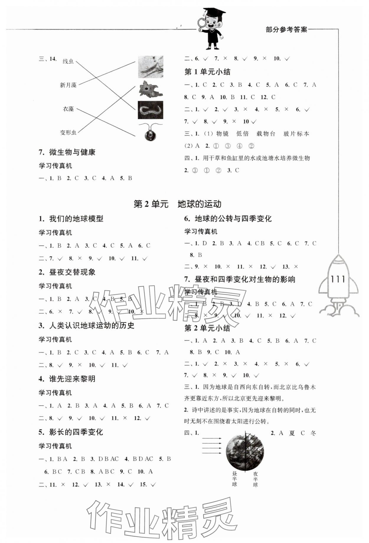 2023年小学科学习作六年级上册教科版 参考答案第2页