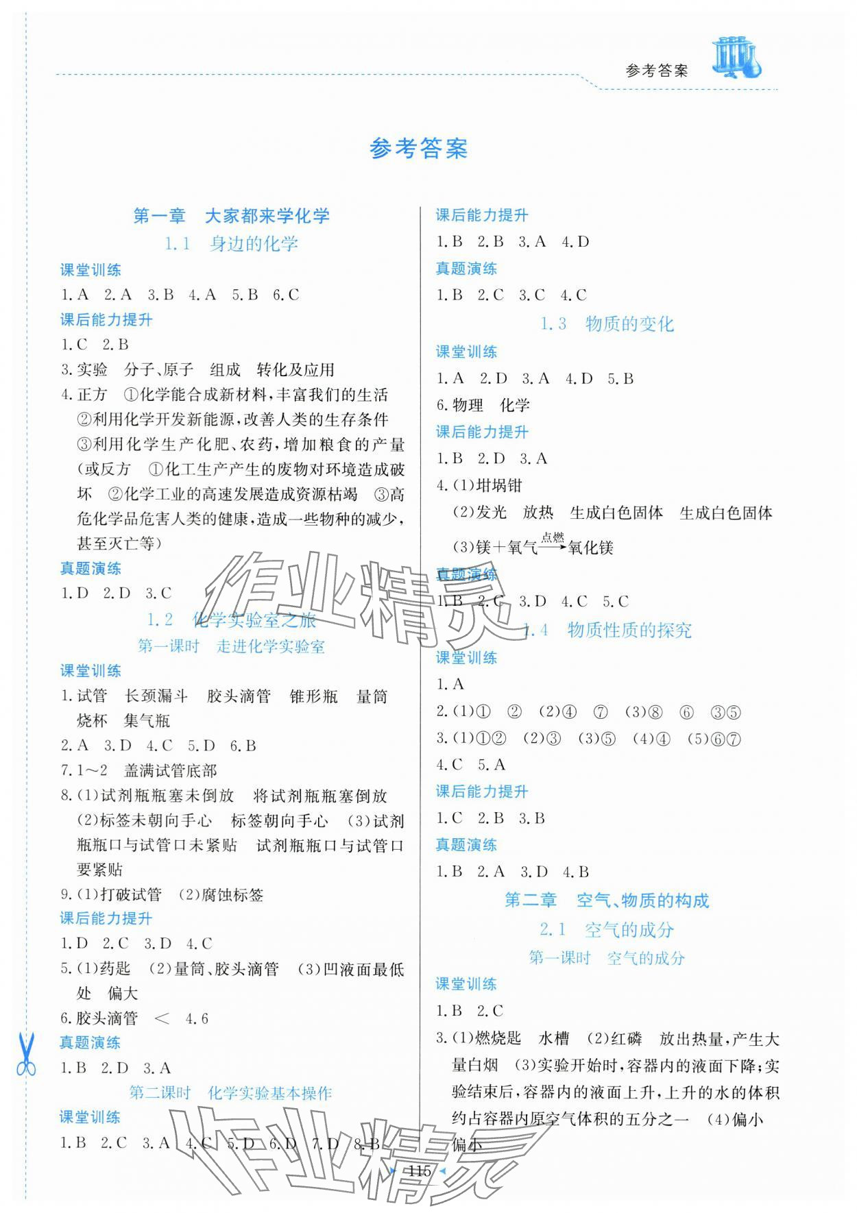 2023年多元評(píng)價(jià)與素質(zhì)提升九年級(jí)化學(xué)上冊(cè)科粵版 第1頁