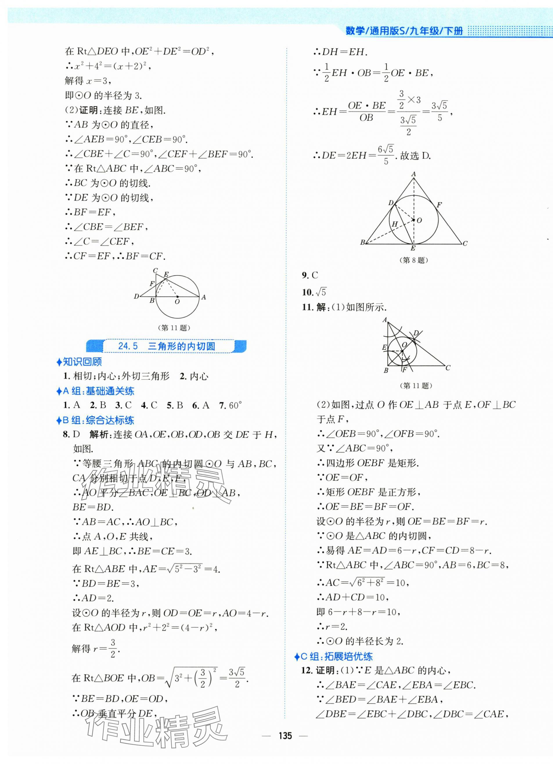 2025年新编基础训练九年级数学下册沪科版 参考答案第15页