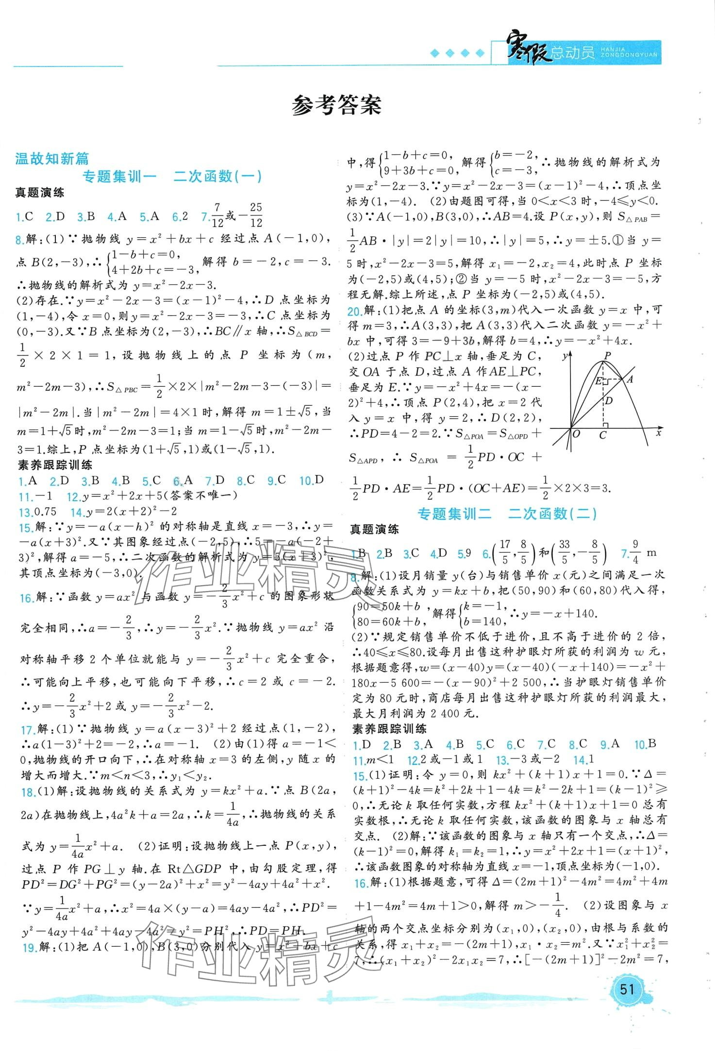 2024年寒假总动员合肥工业大学出版社九年级数学沪科版 第1页