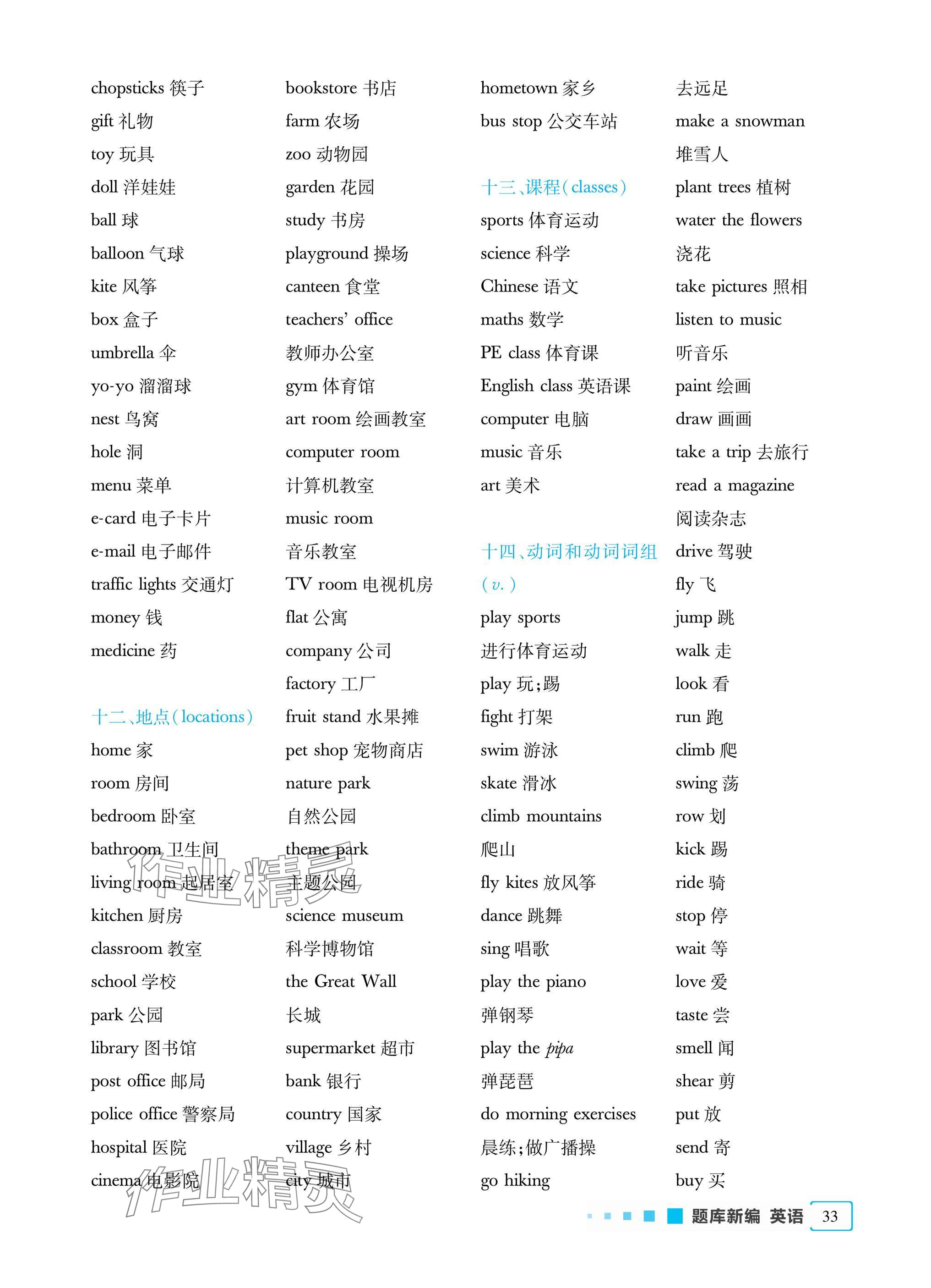 2025年小學題庫新編畢業總復習一本全英語 參考答案第33頁