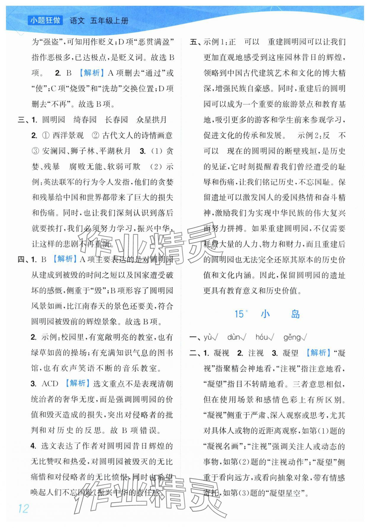 2025年小題狂做培優(yōu)作業(yè)本五年級語文上冊人教版 第12頁