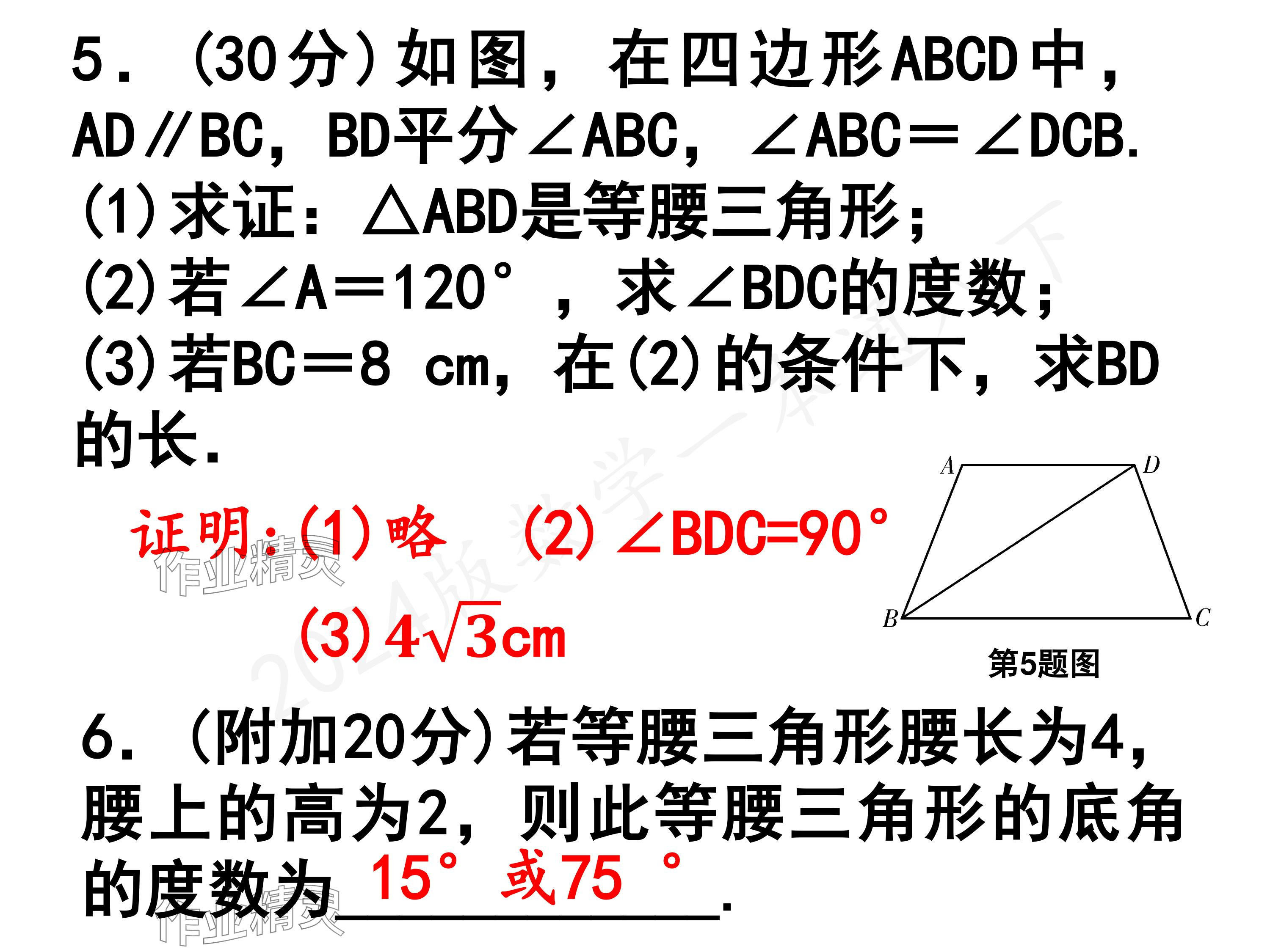 2024年一本通武漢出版社八年級數(shù)學(xué)下冊北師大版核心板 參考答案第24頁