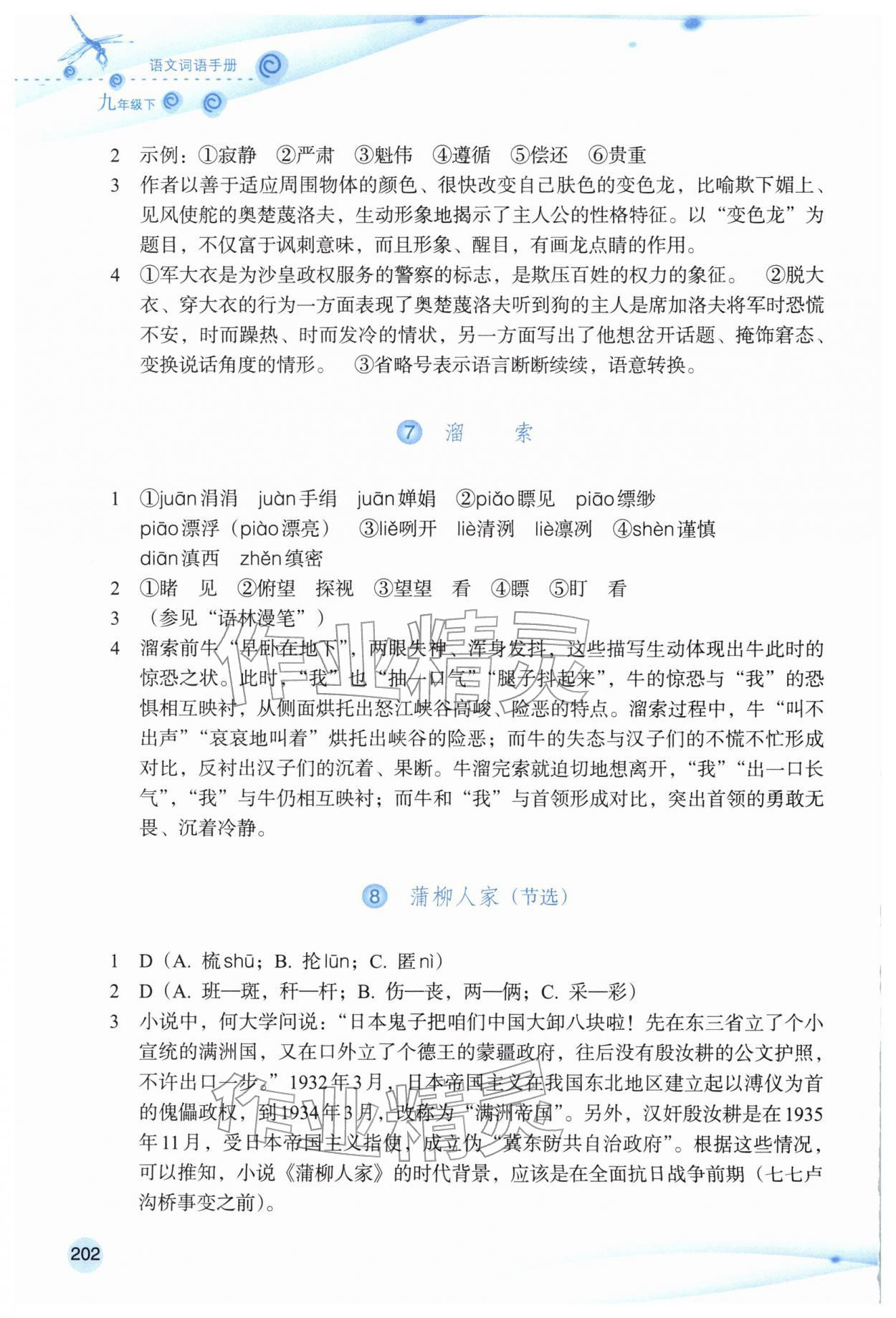 2026年语文词语手册九年级下册双色版&nbsp;参考答案第3页