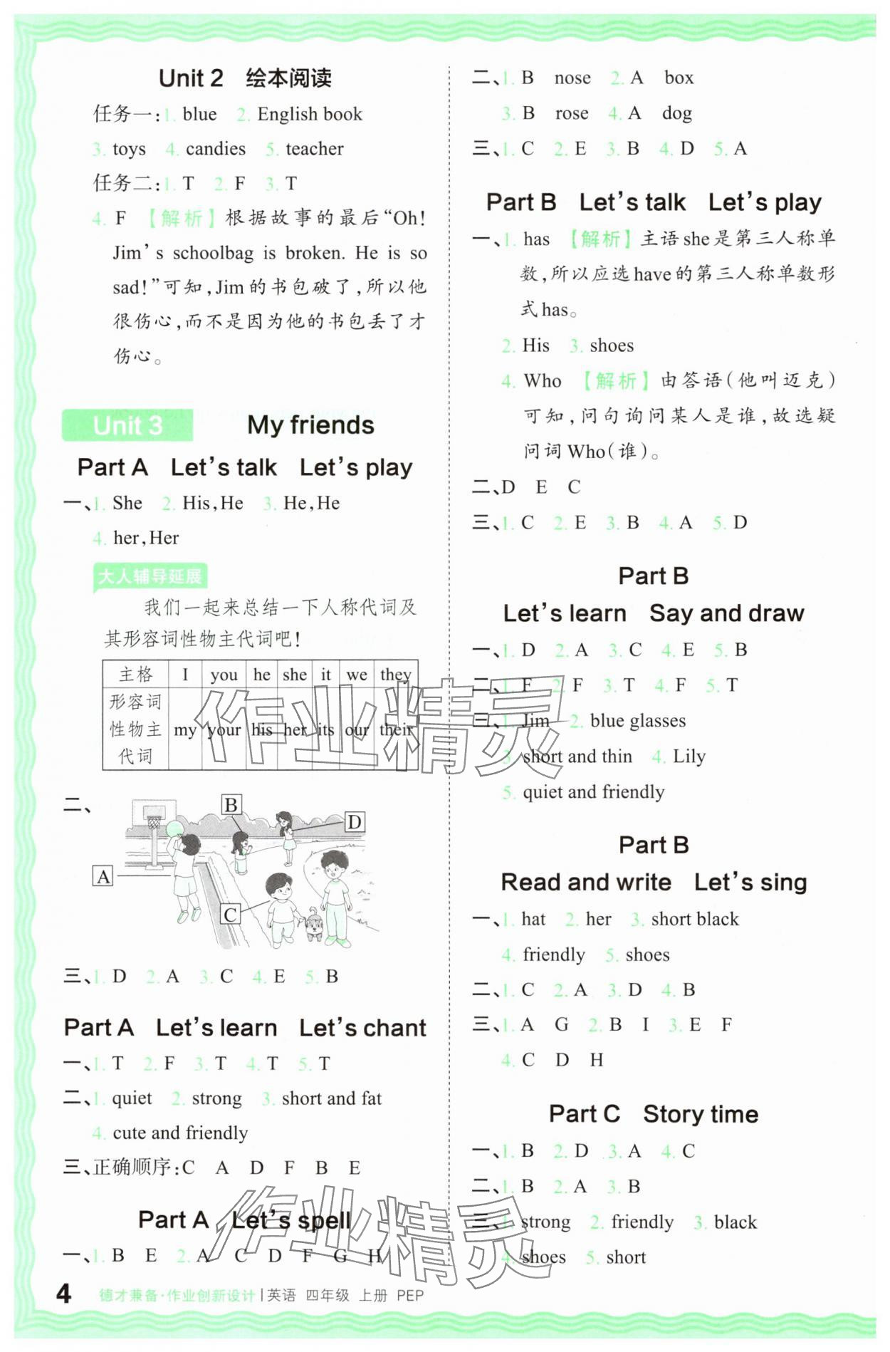 2024年王朝霞德才兼?zhèn)渥鳂I(yè)創(chuàng)新設計四年級英語上冊人教版 第4頁