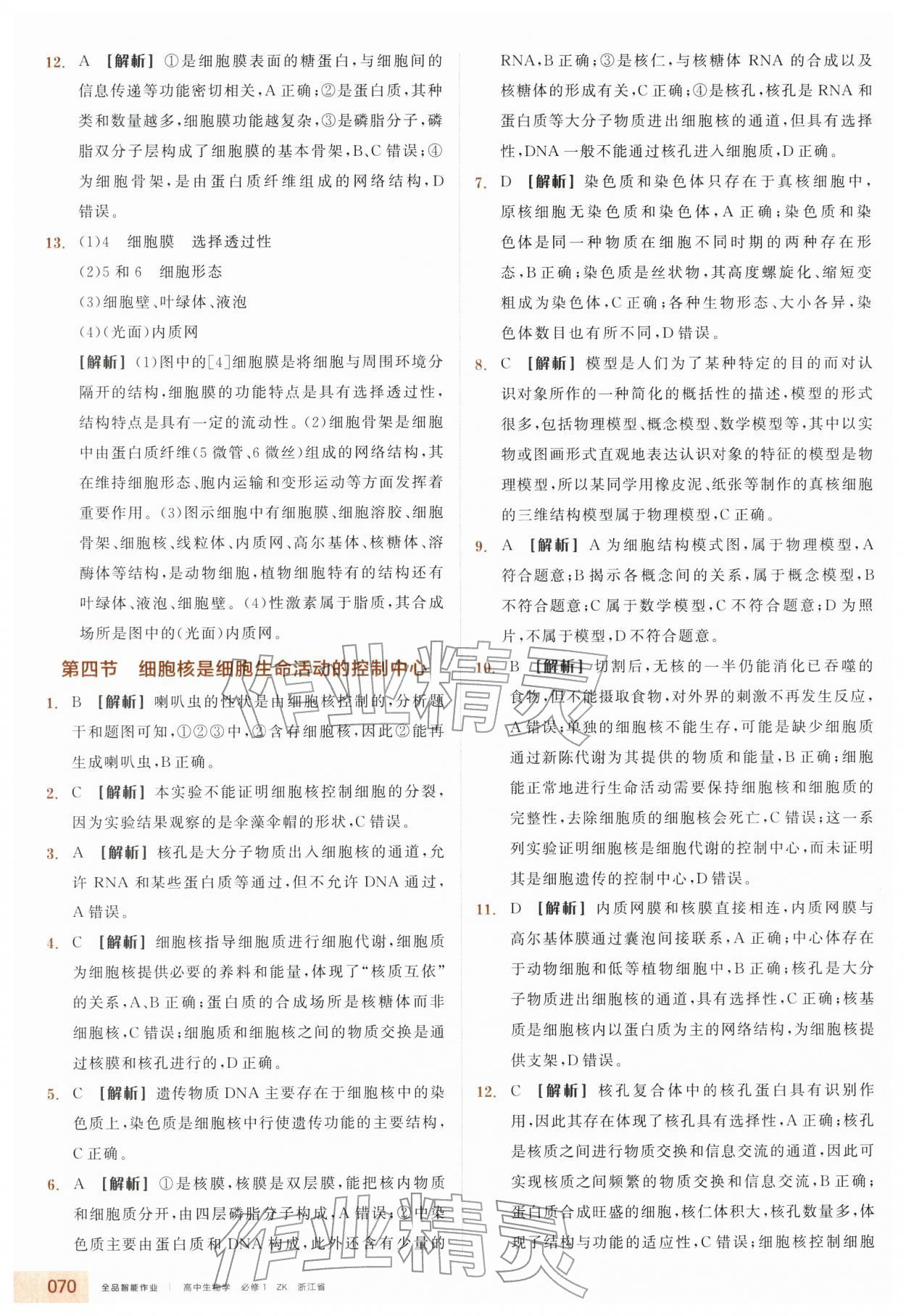 2025年全品智能作业高中生物必修1浙科版浙江专版 第10页