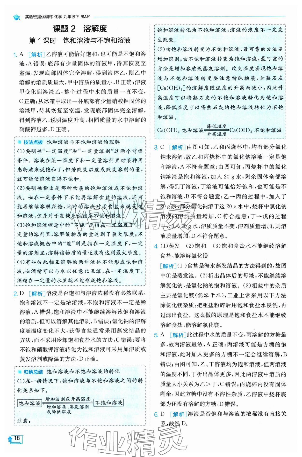 2025年實驗班提優(yōu)訓練九年級化學下冊人教版 參考答案第18頁