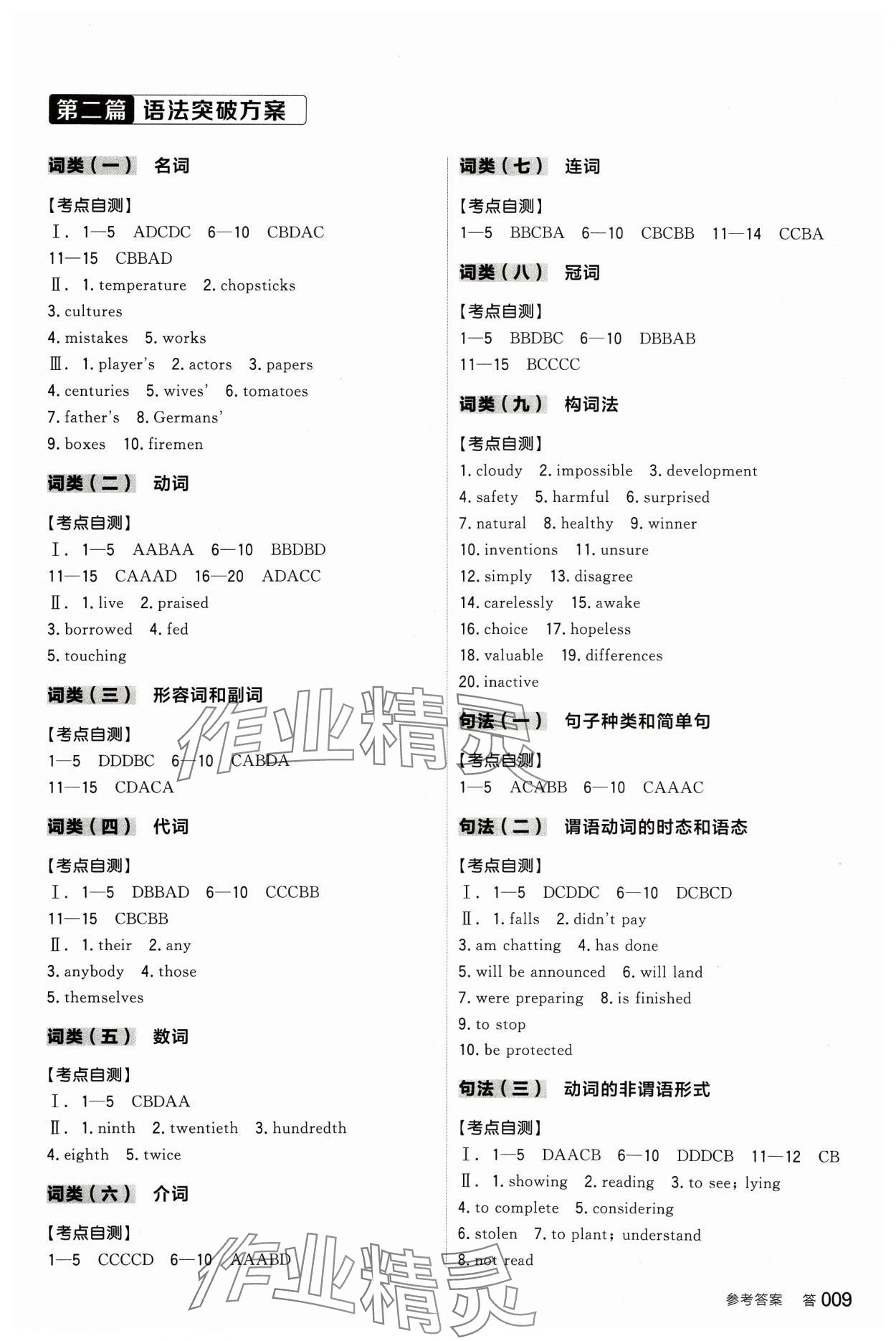 2024年全品中考復(fù)習(xí)方案英語連云港專版 參考答案第8頁