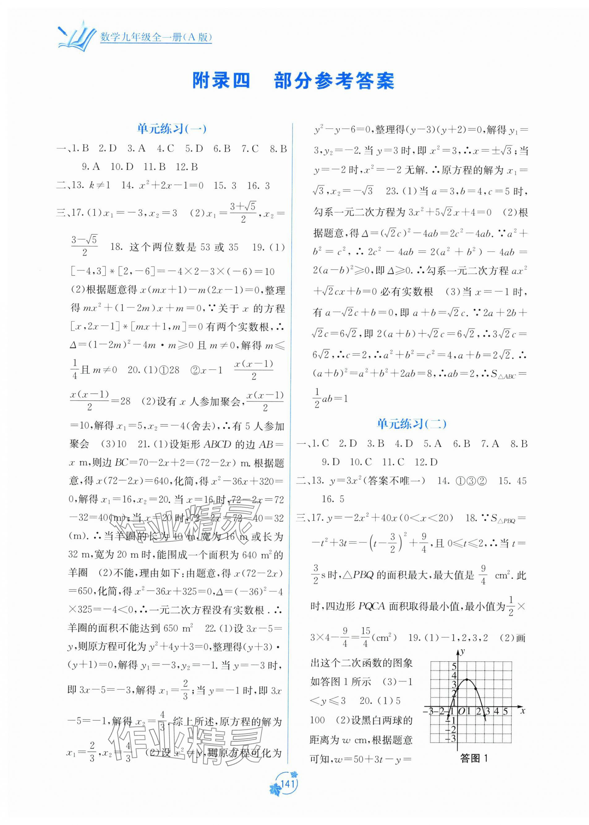 2025年自主学习能力测评单元测试九年级数学全一册A版 第1页
