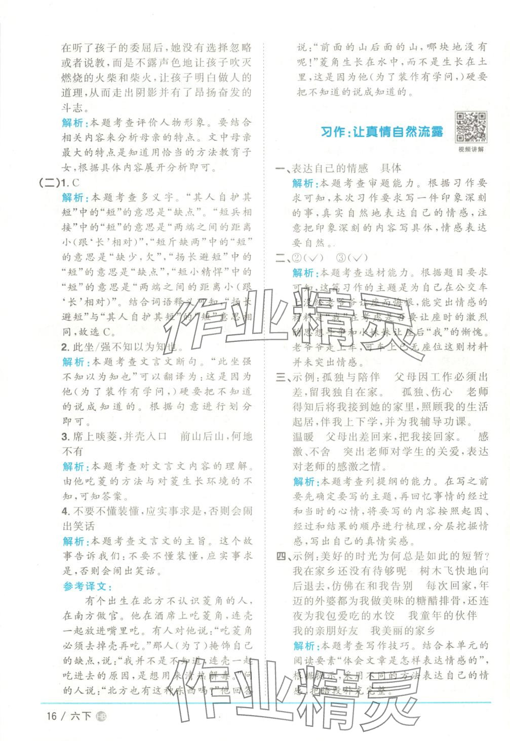 2025年陽光同學課時優化作業六年級語文下冊河北專版 第16頁