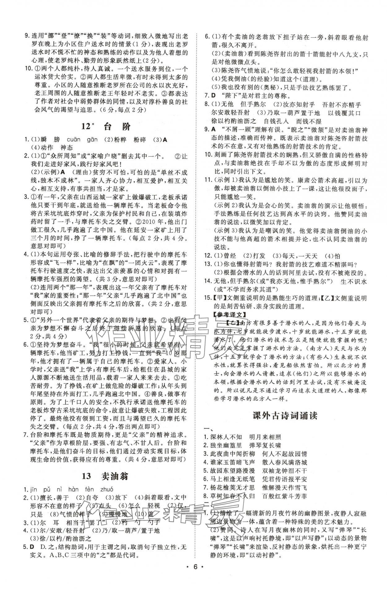 2024年一本同步訓(xùn)練七年級(jí)語(yǔ)文下冊(cè)人教版安徽專版 第6頁(yè)