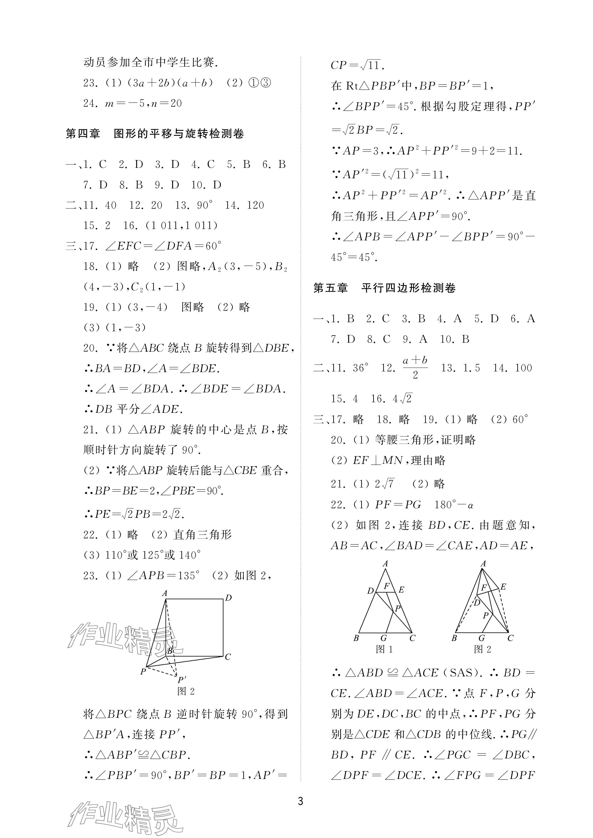 2024年同步練習冊配套檢測卷八年級數學上冊魯教版五四制 參考答案第3頁