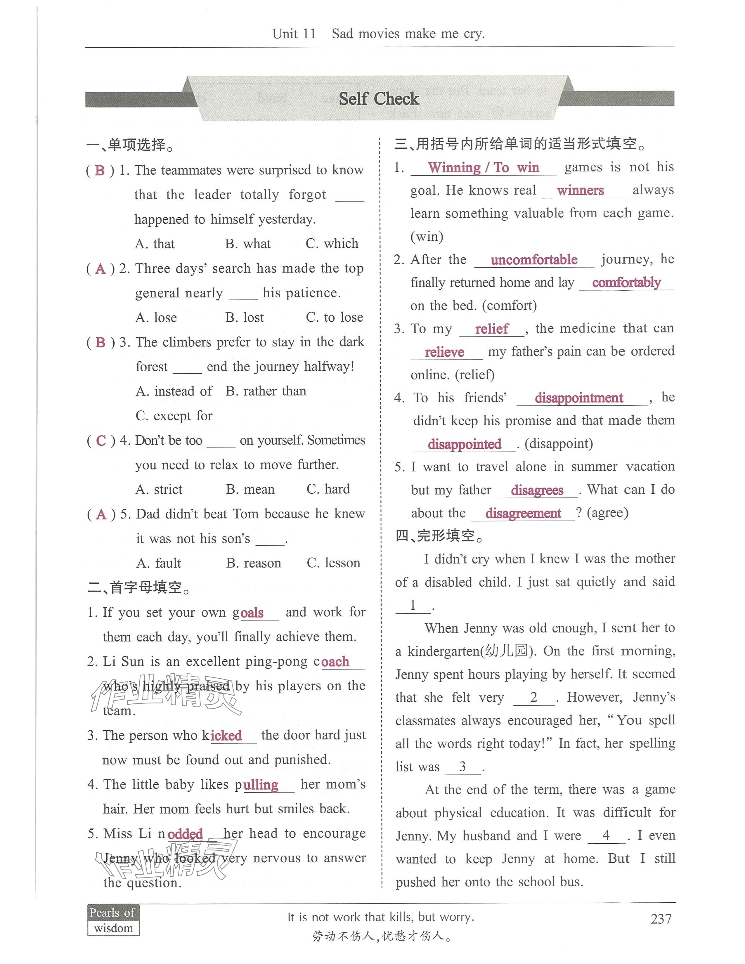 2024年新視界初中英語九年級英語下冊人教版 參考答案第16頁