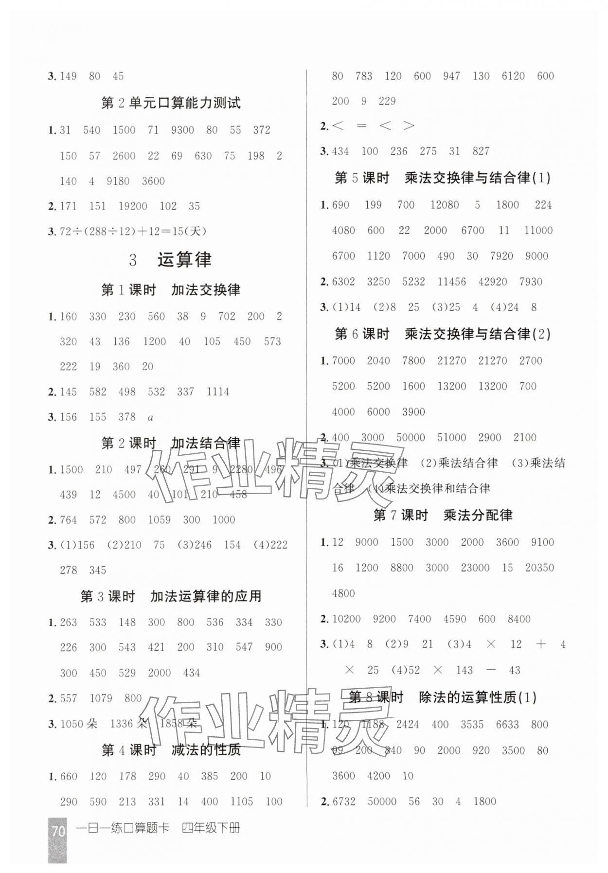 2025年1日1练口算题卡四年级下册人教版 第2页