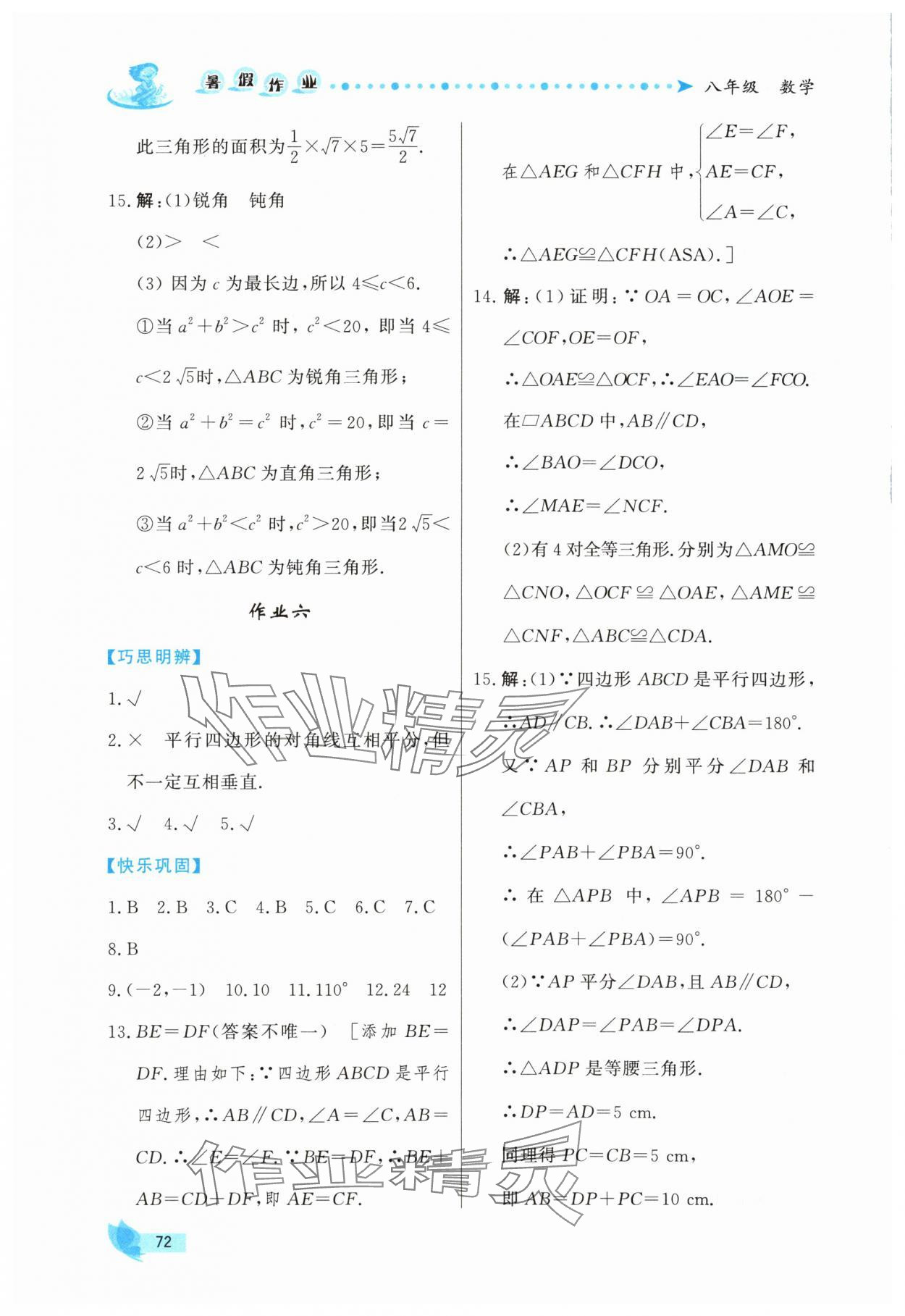 2025年實(shí)驗(yàn)教材新學(xué)案暑假作業(yè)八年級數(shù)學(xué)人教版 第6頁