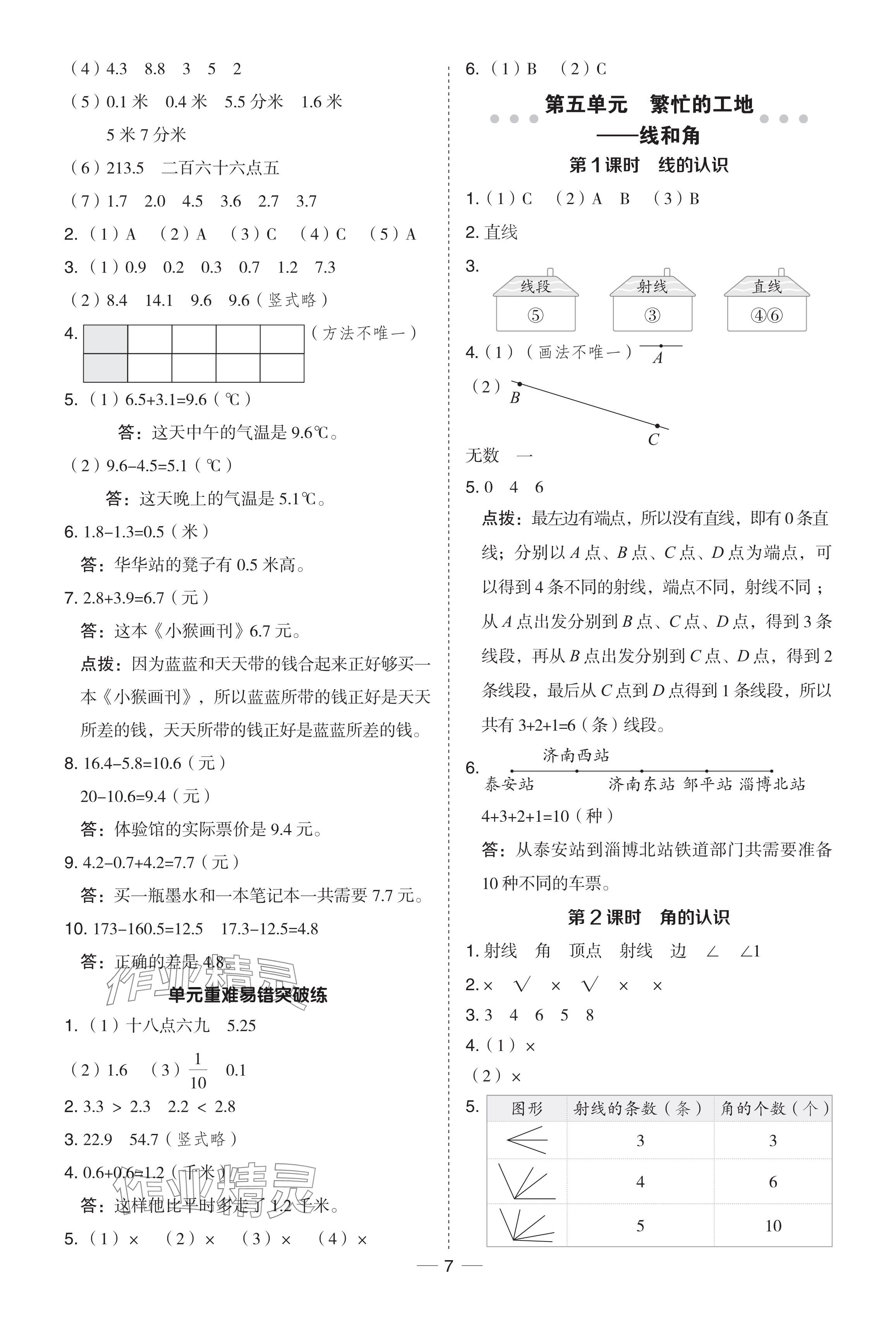 2024年綜合應(yīng)用創(chuàng)新題典中點(diǎn)三年級(jí)數(shù)學(xué)下冊(cè)青島版 參考答案第7頁(yè)