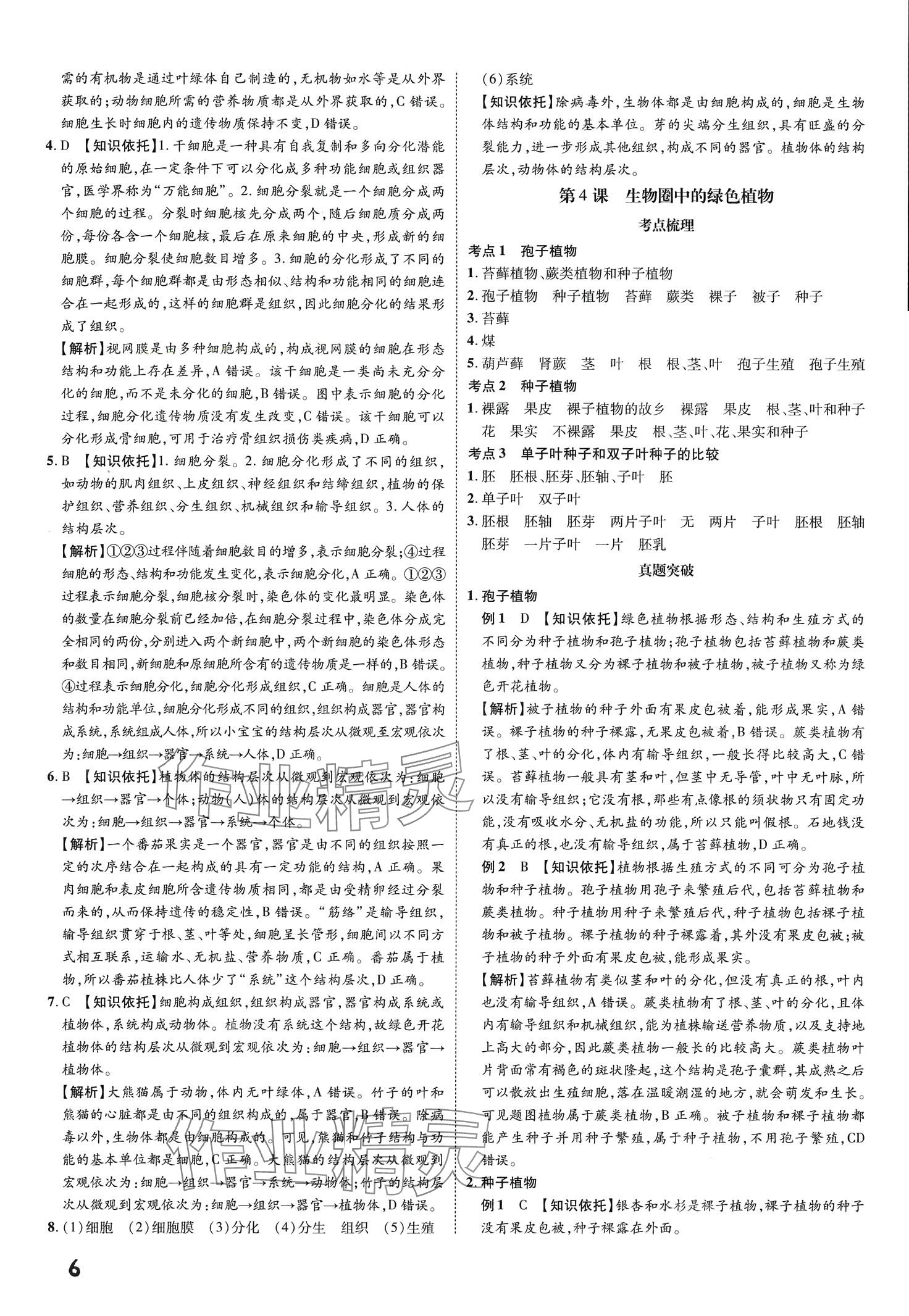2024年一步名校中考总复习生物&nbsp;第6页