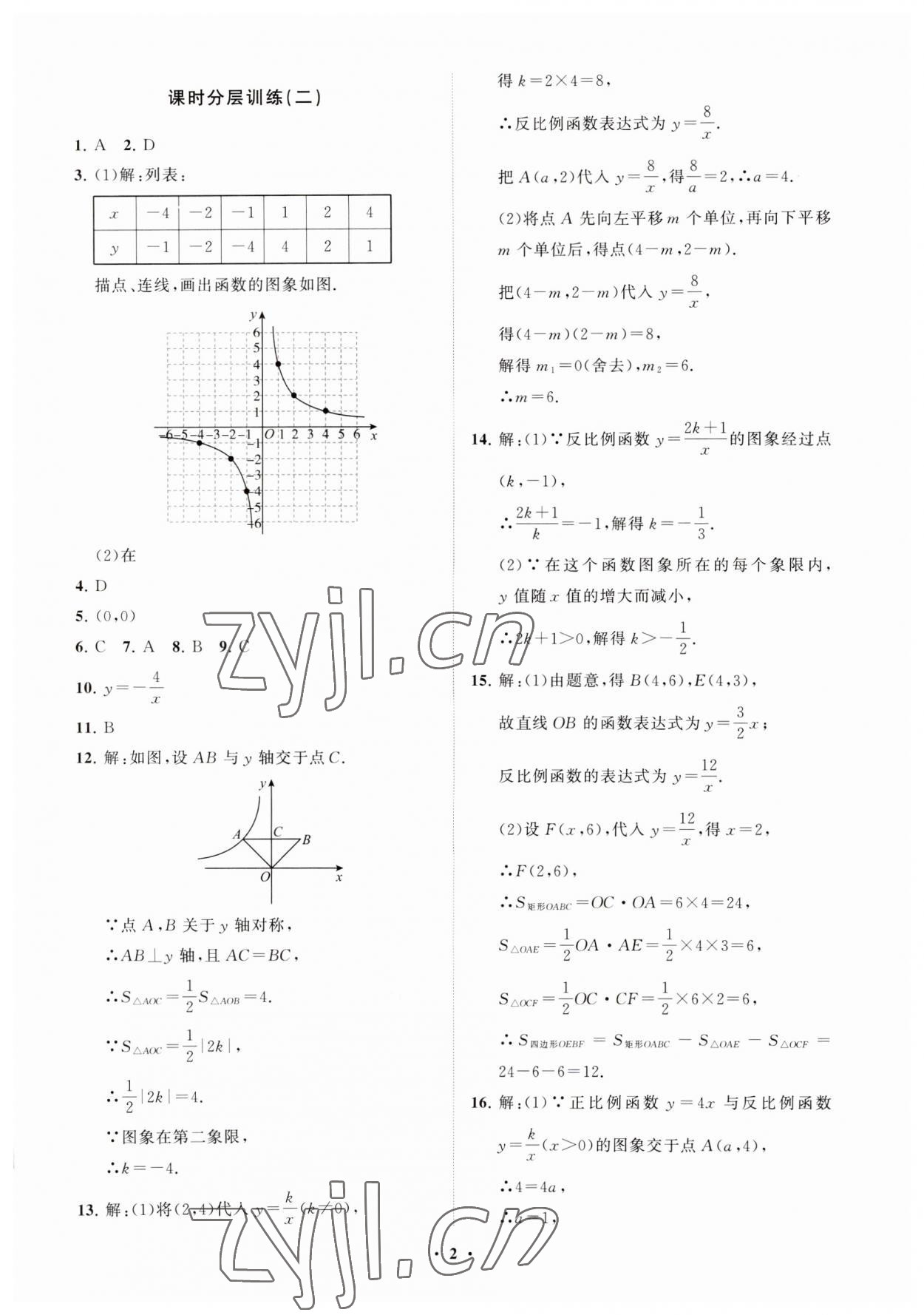 2023年同步練習(xí)冊分層卷九年級數(shù)學(xué)上冊魯教版54制 參考答案第2頁