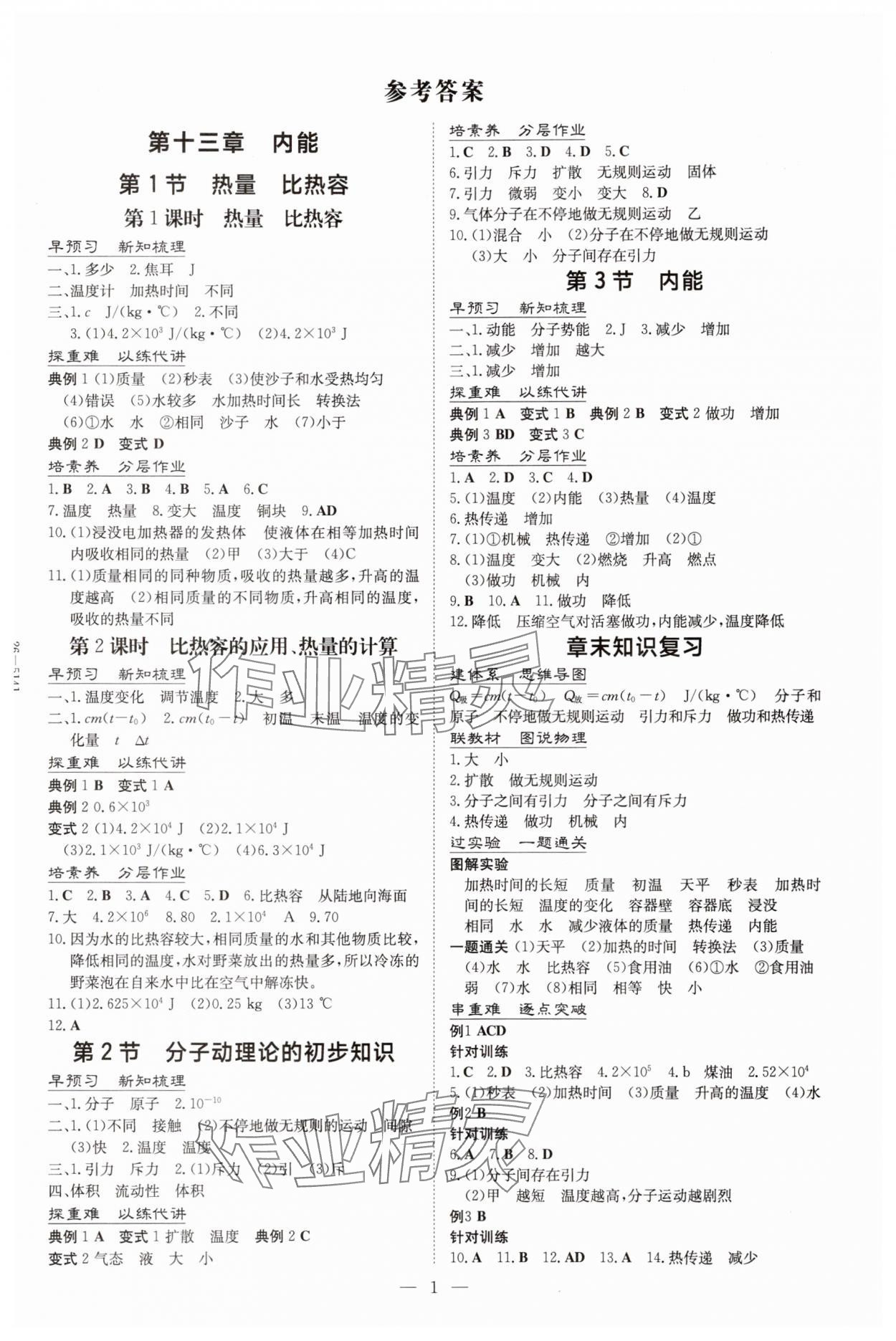 2025年初中同步学习导与练导学探究案九年级物理全一册人教版 第1页