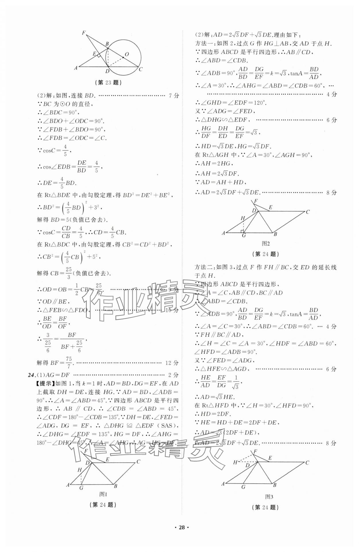 2024年中考必備遼寧師范大學(xué)出版社數(shù)學(xué)遼寧專版 參考答案第28頁(yè)