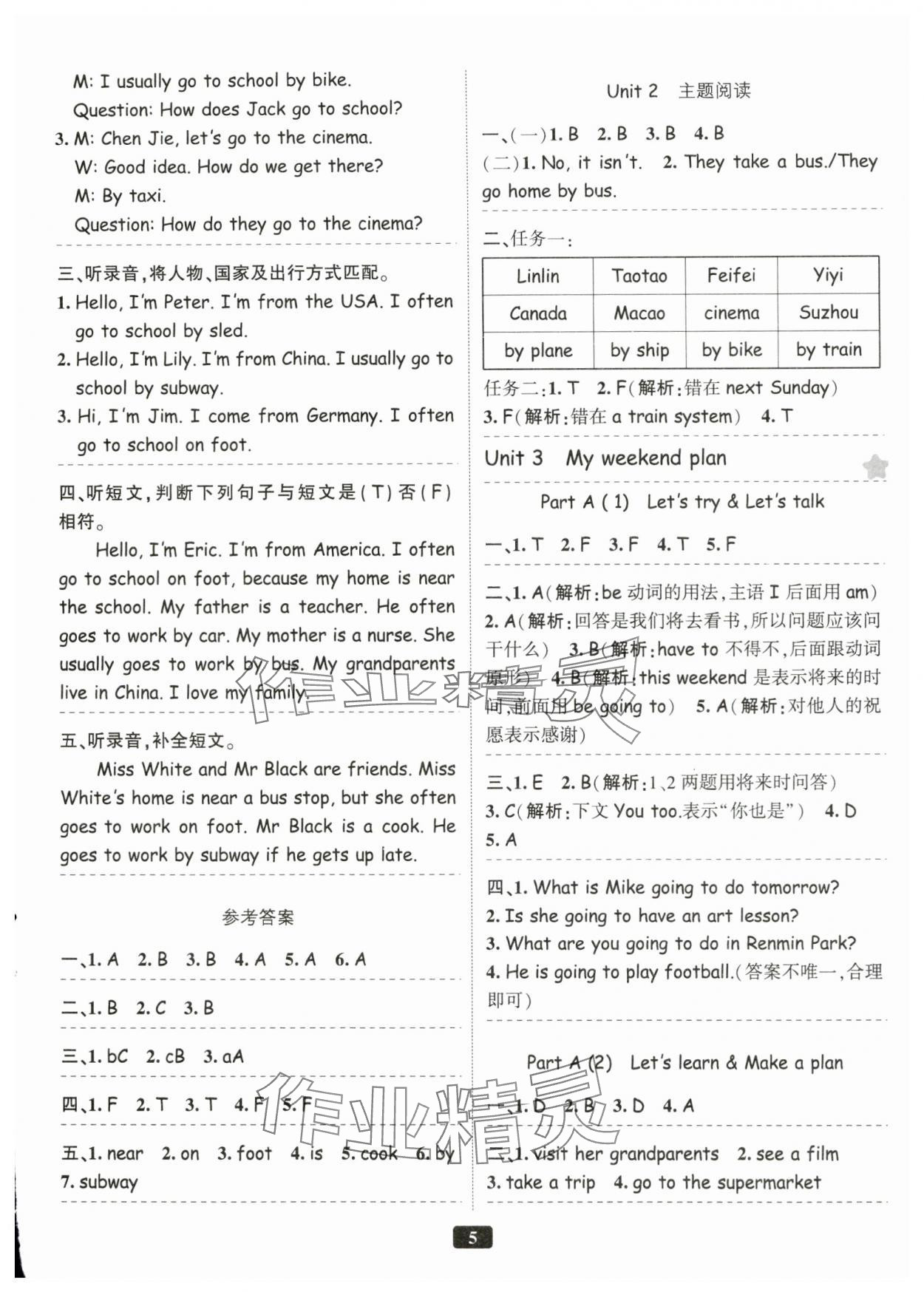 2024年勵耘書業(yè)勵耘新同步六年級英語上冊人教版 參考答案第4頁