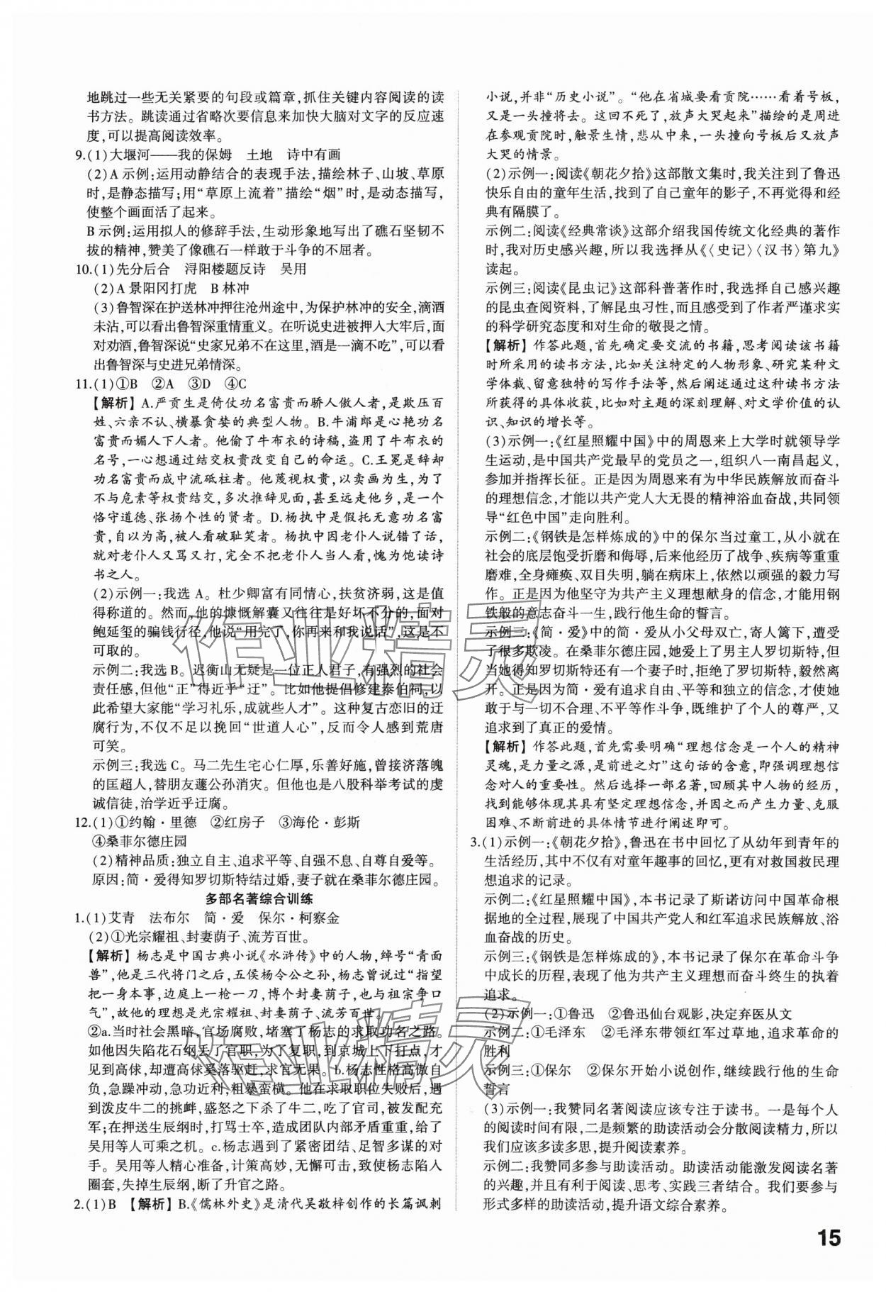2025年學(xué)考傳奇語(yǔ)文中考濟(jì)南專版 參考答案第14頁(yè)
