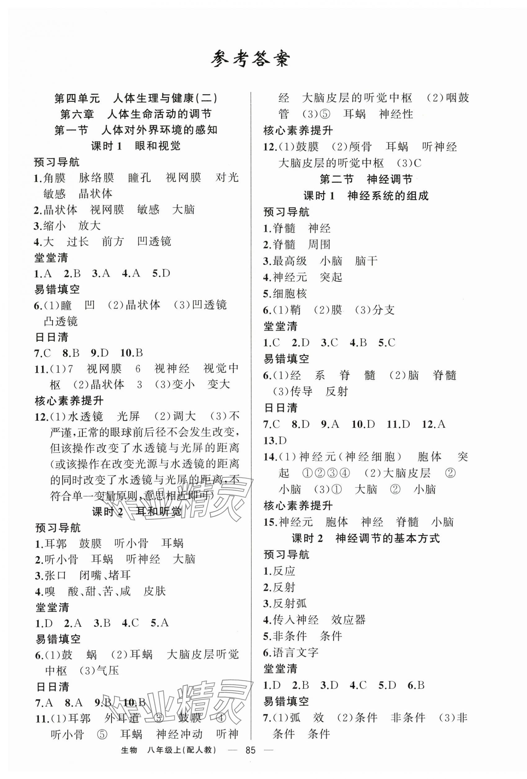 2025年四清导航八年级生物上册人教版 第1页