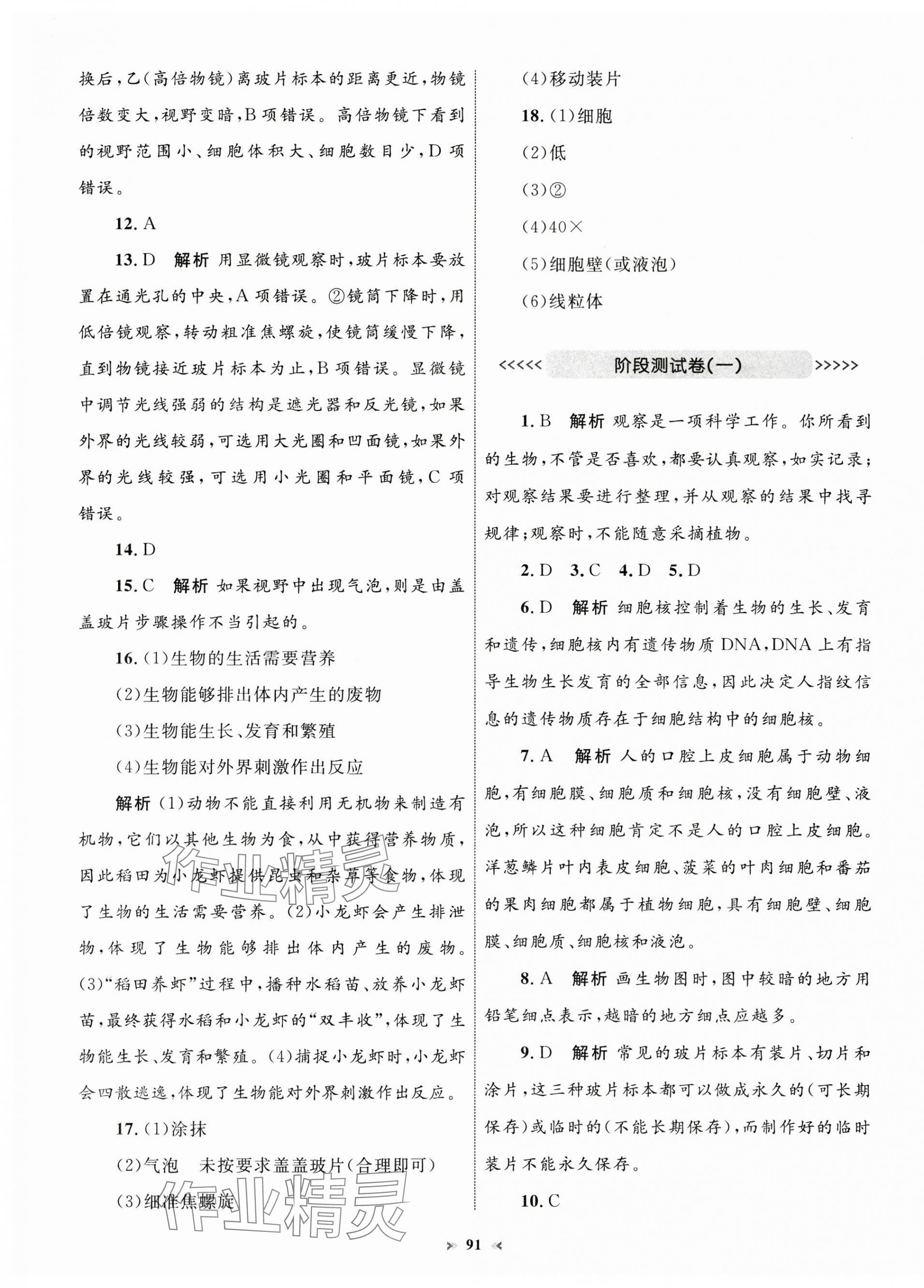2024年學習目標與檢測同步測試卷七年級生物上冊人教版 第3頁