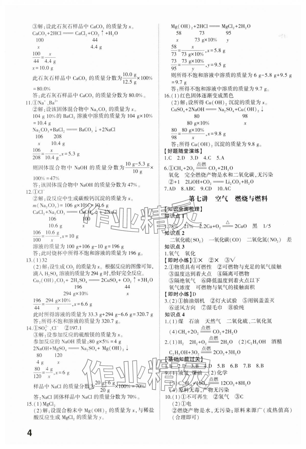 2024年学考传奇化学济南专版 参考答案第3页