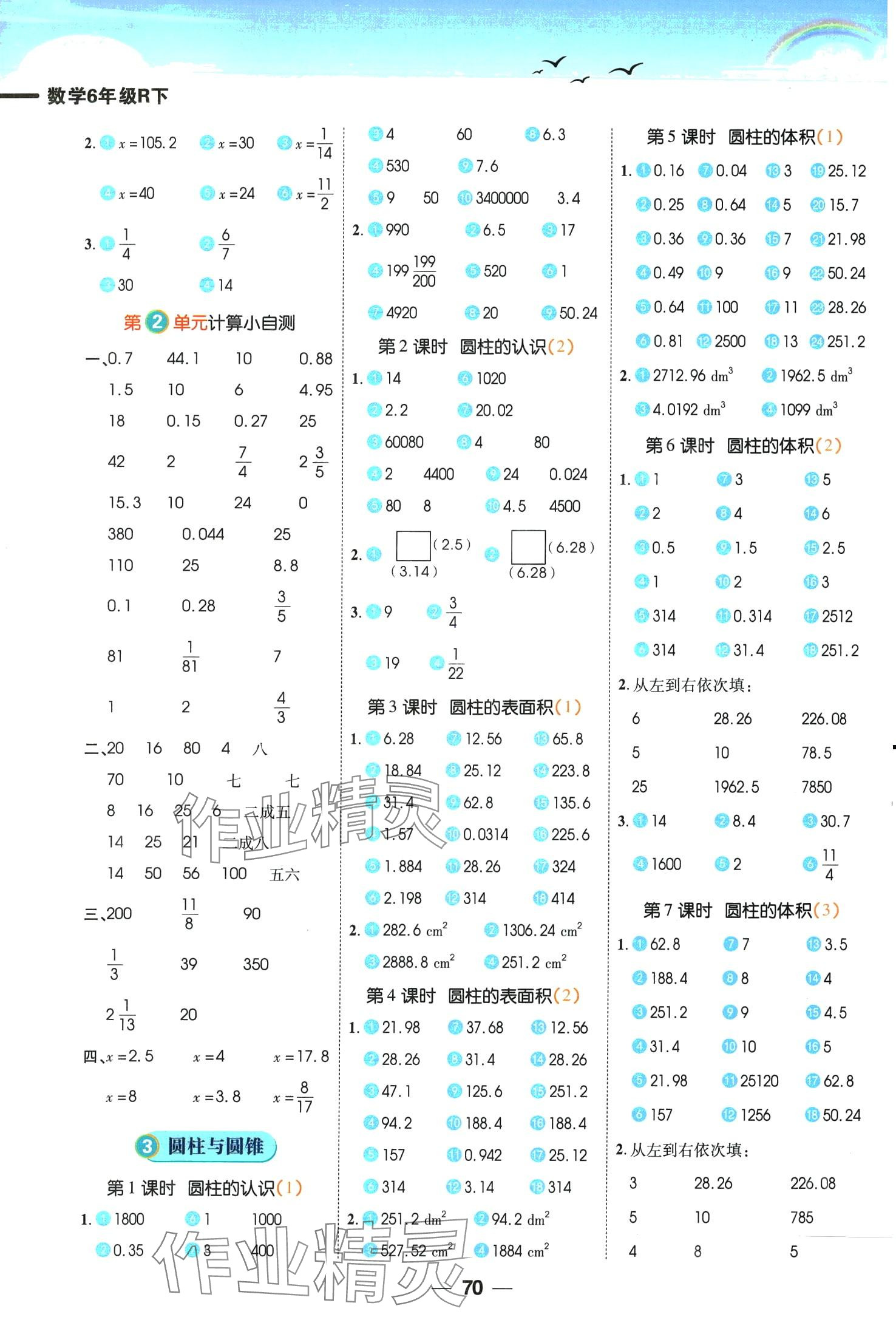 2024年跳跳熊预习日日清六年级数学下册人教版 第2页