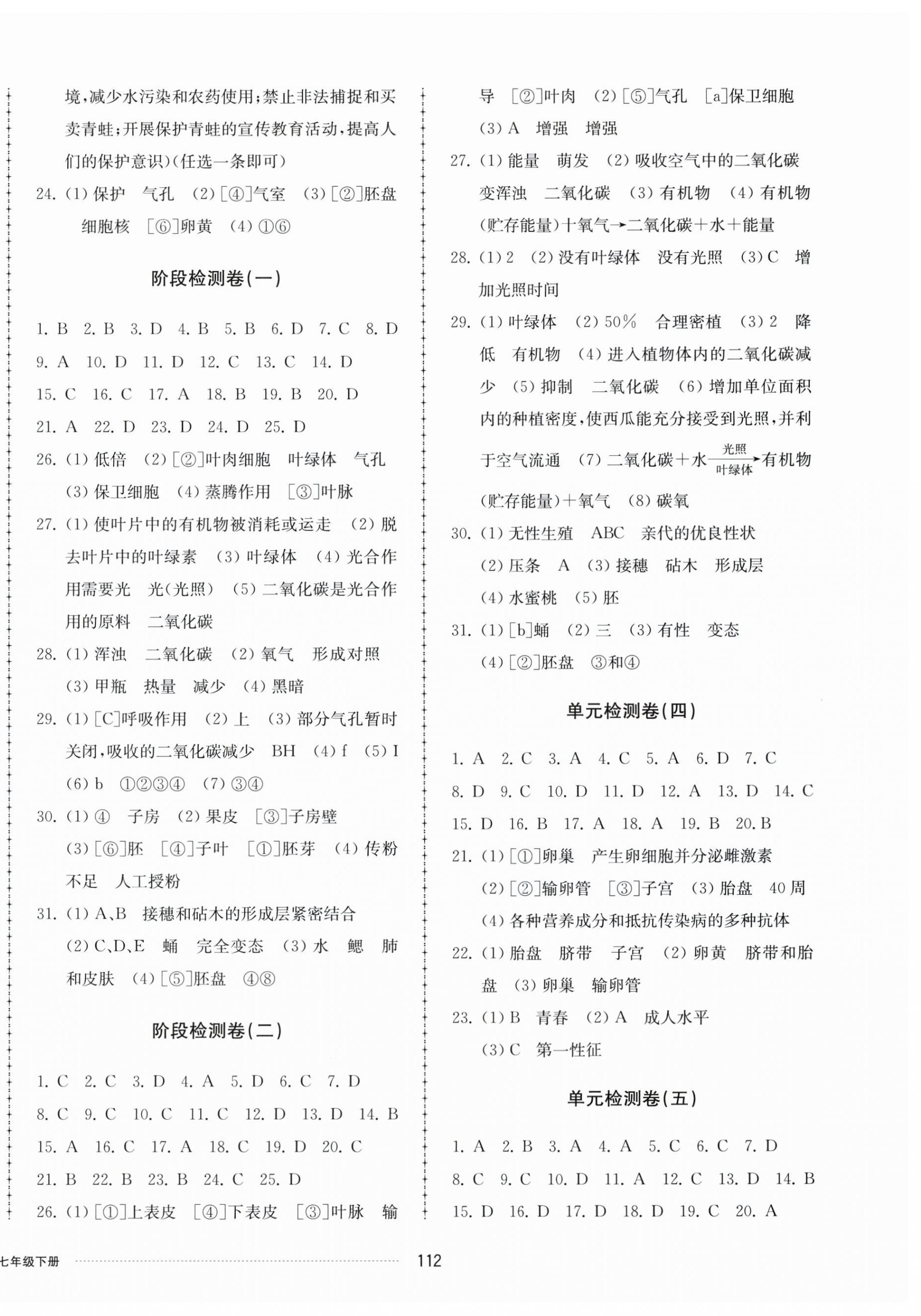 2025年同步練習(xí)冊(cè)配套單元檢測卷七年級(jí)生物下冊(cè)濟(jì)南版 第4頁