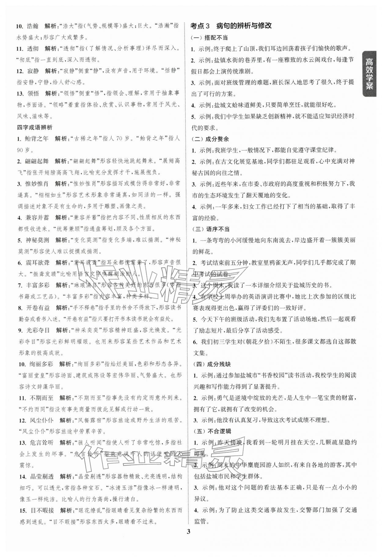 2026年通城1典中考复习方略语文盐城专用 参考答案第2页