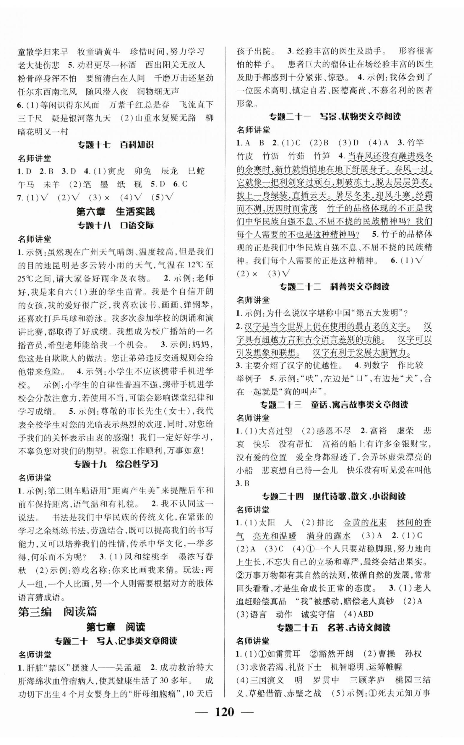 2025年名校绿卡小学毕业总复习语文 第2页