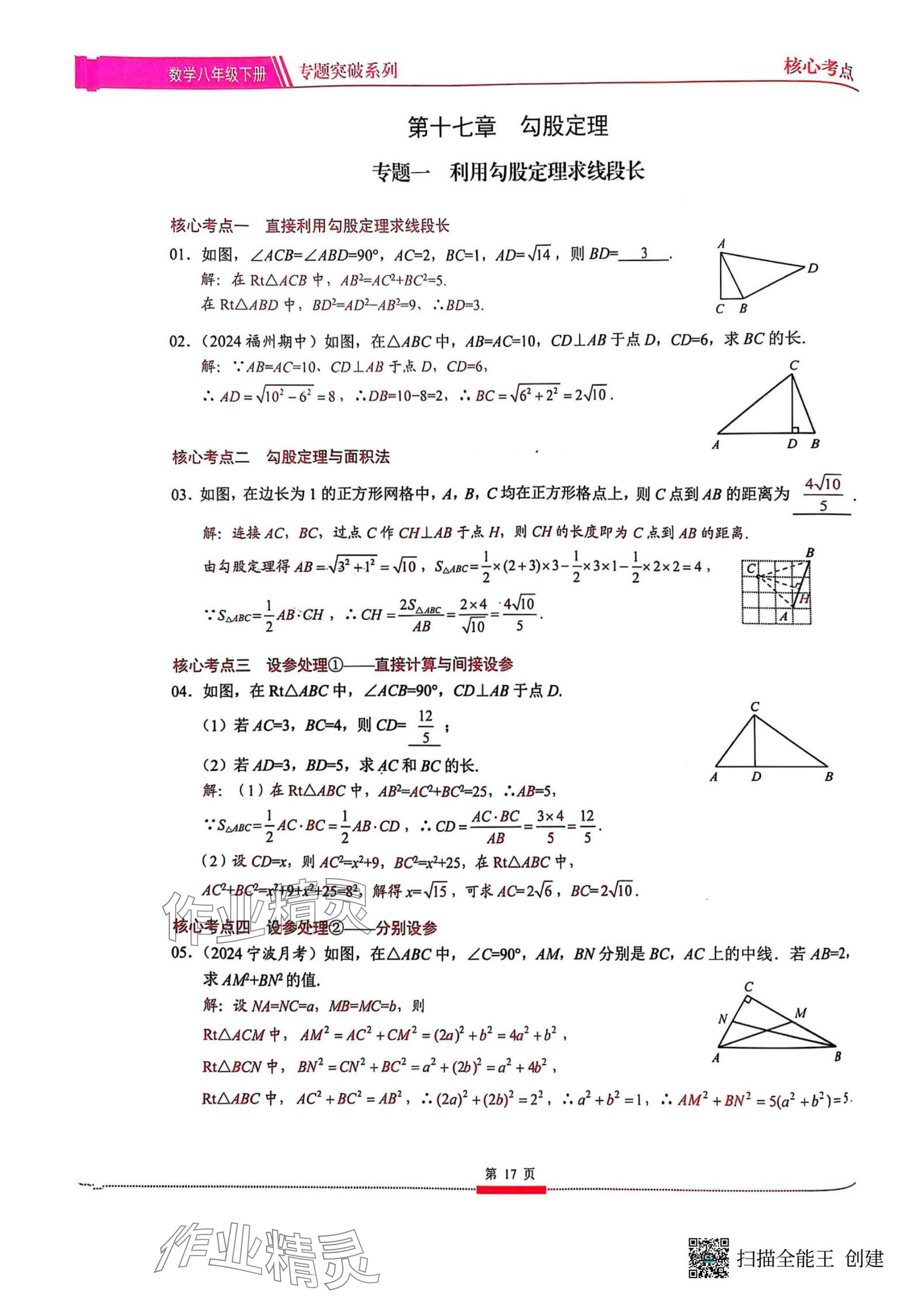 2025年名校學(xué)典核心考點(diǎn)武漢出版社八年級(jí)數(shù)學(xué)下冊(cè)人教版 參考答案第17頁(yè)